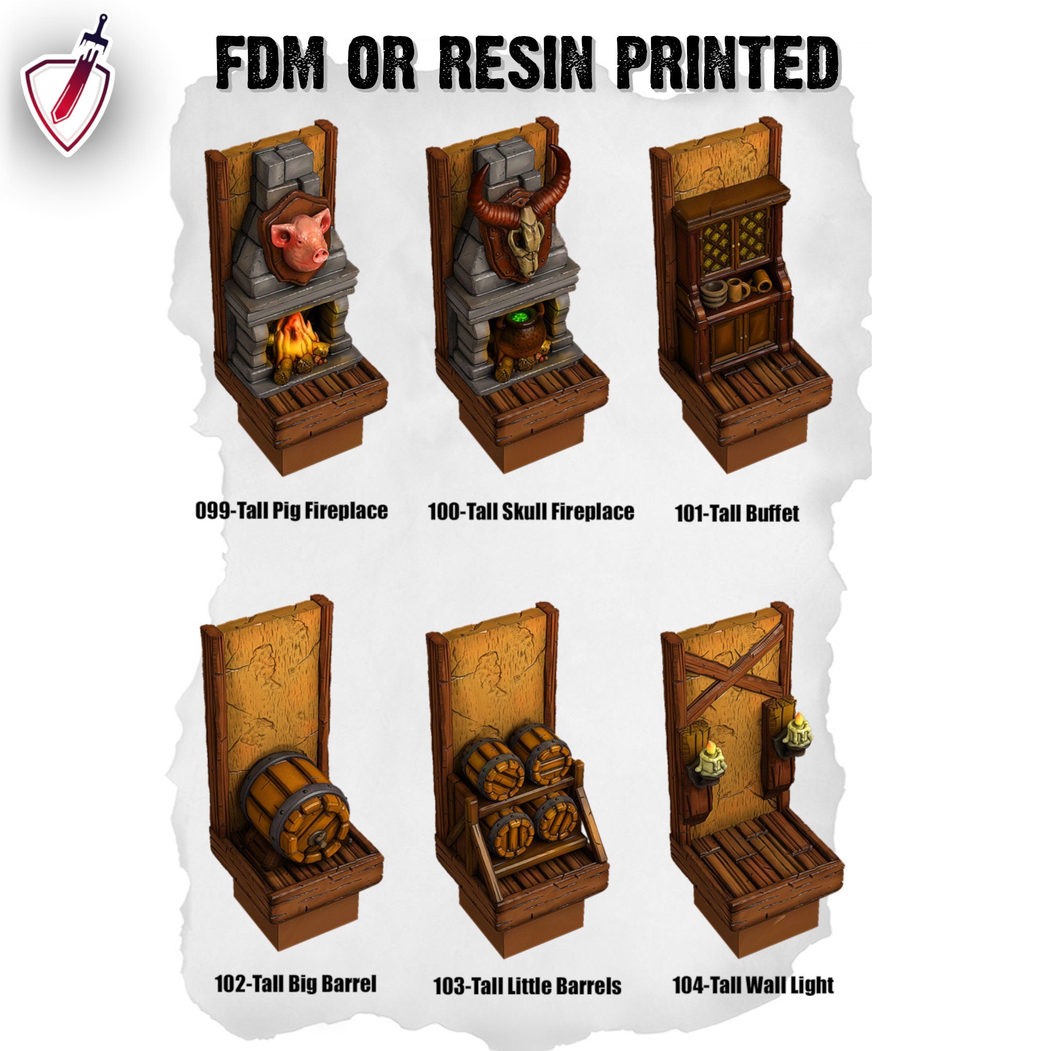 Dungeon Blocks Medieval Town Expansion Tiles (93-127) | FDM or Resin Printed | Great for D&D, Pathfinder, or any Tabletop RPG | Free Grids!
