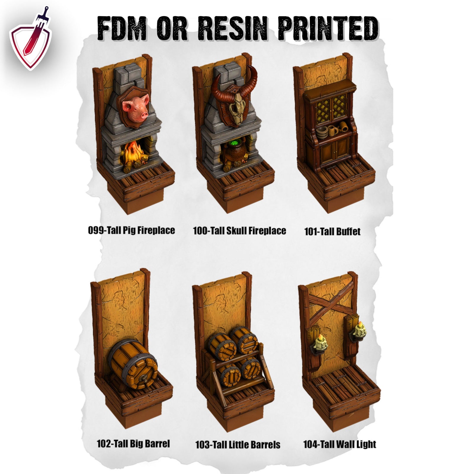 Dungeon Blocks Medieval Town Expansion Tiles (93-127) | FDM or Resin Printed | Great for D&D, Pathfinder, or any Tabletop RPG | Free Grids!