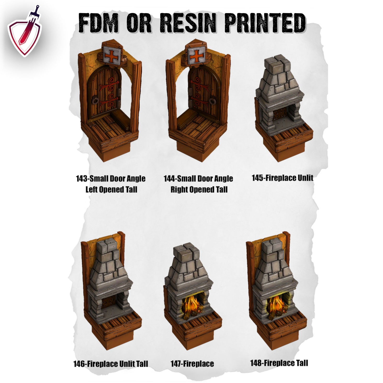 Dungeon Blocks Medieval Town Expansion Tiles (128-148) | FDM or Resin Printed | Great for D&D, Pathfinder, or any Tabletop RPG | Free Grids!