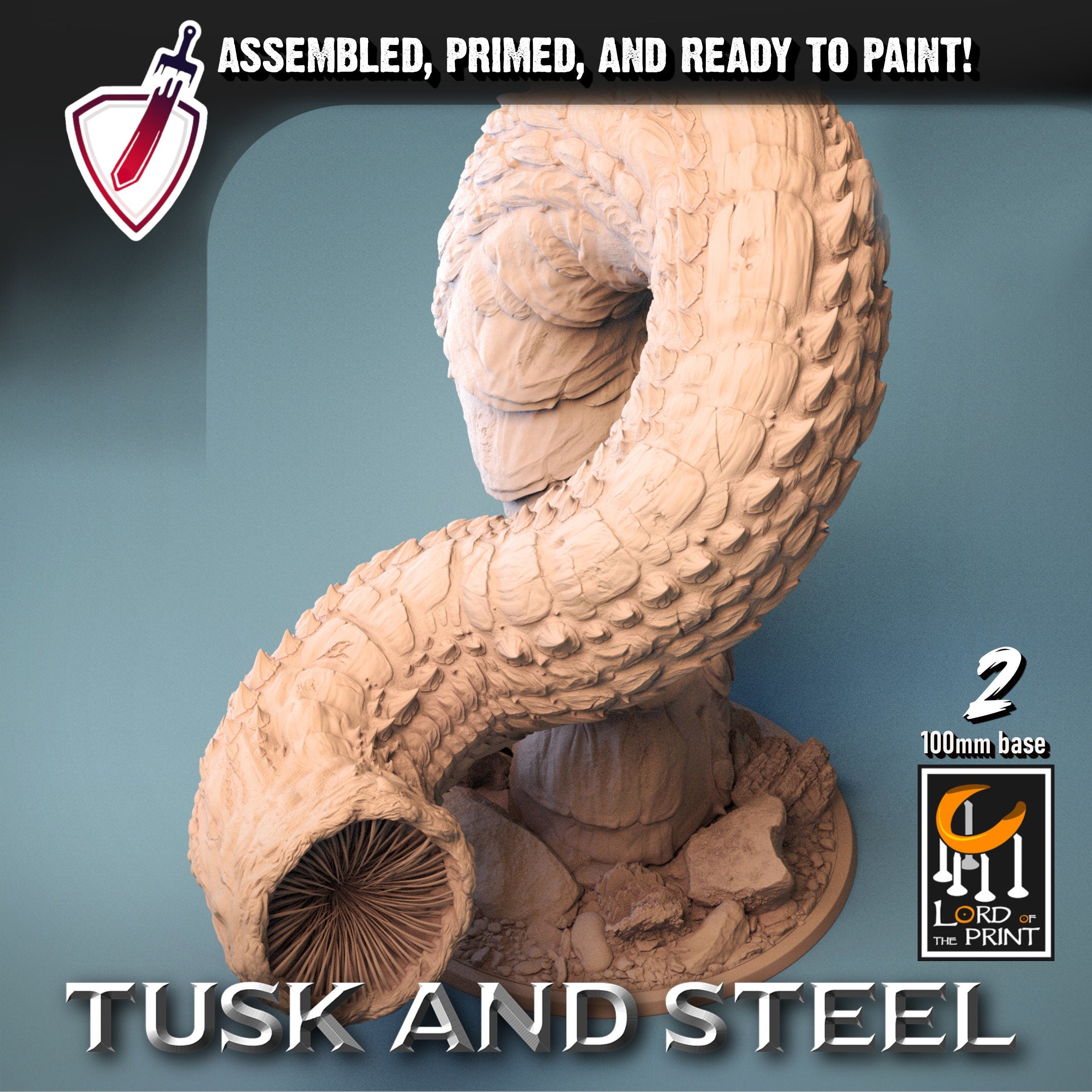 Wurm | (Large) Miniatures by Lord of the Print | For Tabletop Gaming, D&D, Pathfinder, and Painting | Assembled and Primed - Brush and Battle