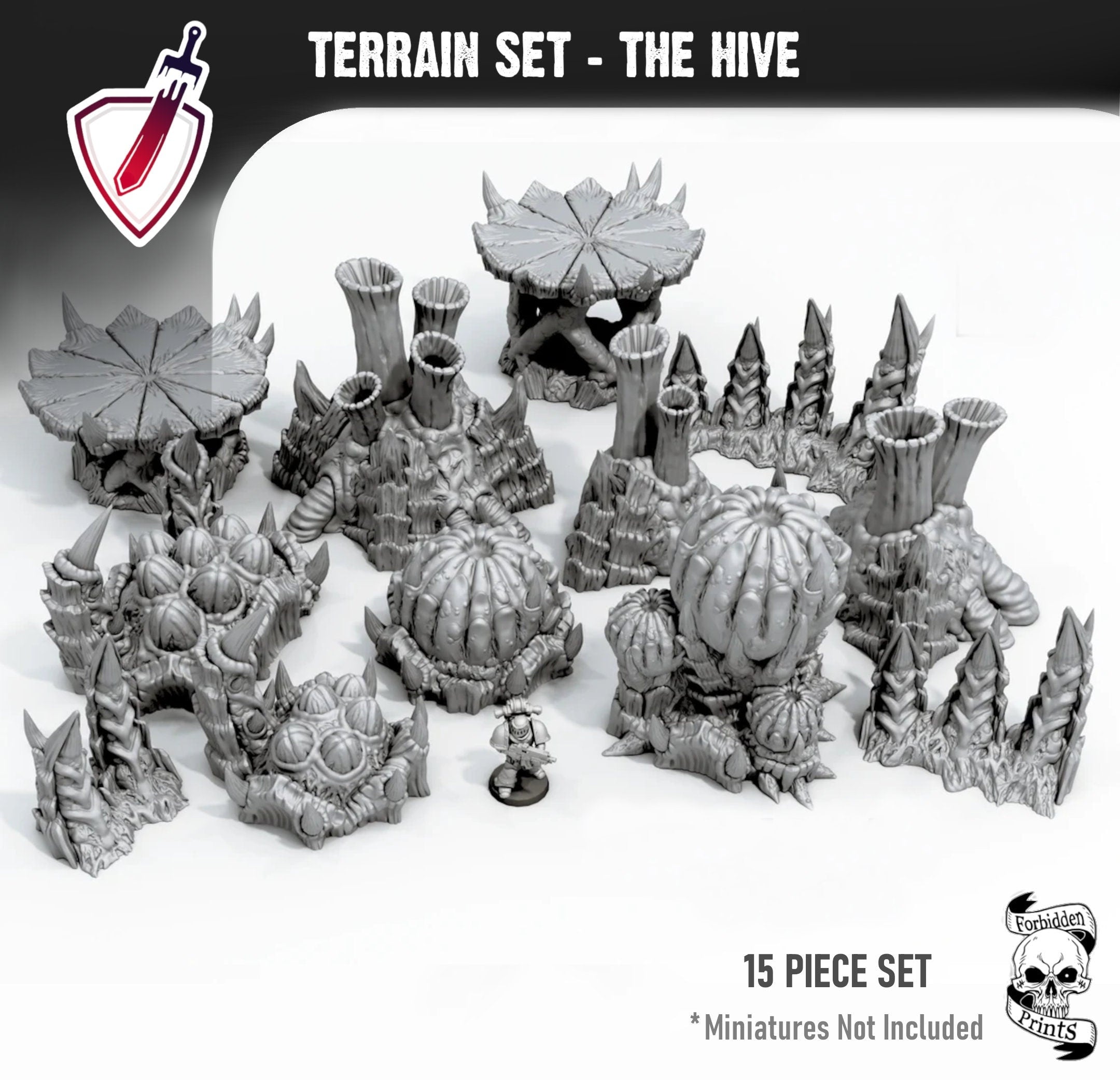 The Hive | Tabletop Scatter Terrain Set | By Forbidden Prints | Alien Bug Planet Themed Bundle Great for Any 28mm or 32mm Tabletop Wargame! - Brush and Battle