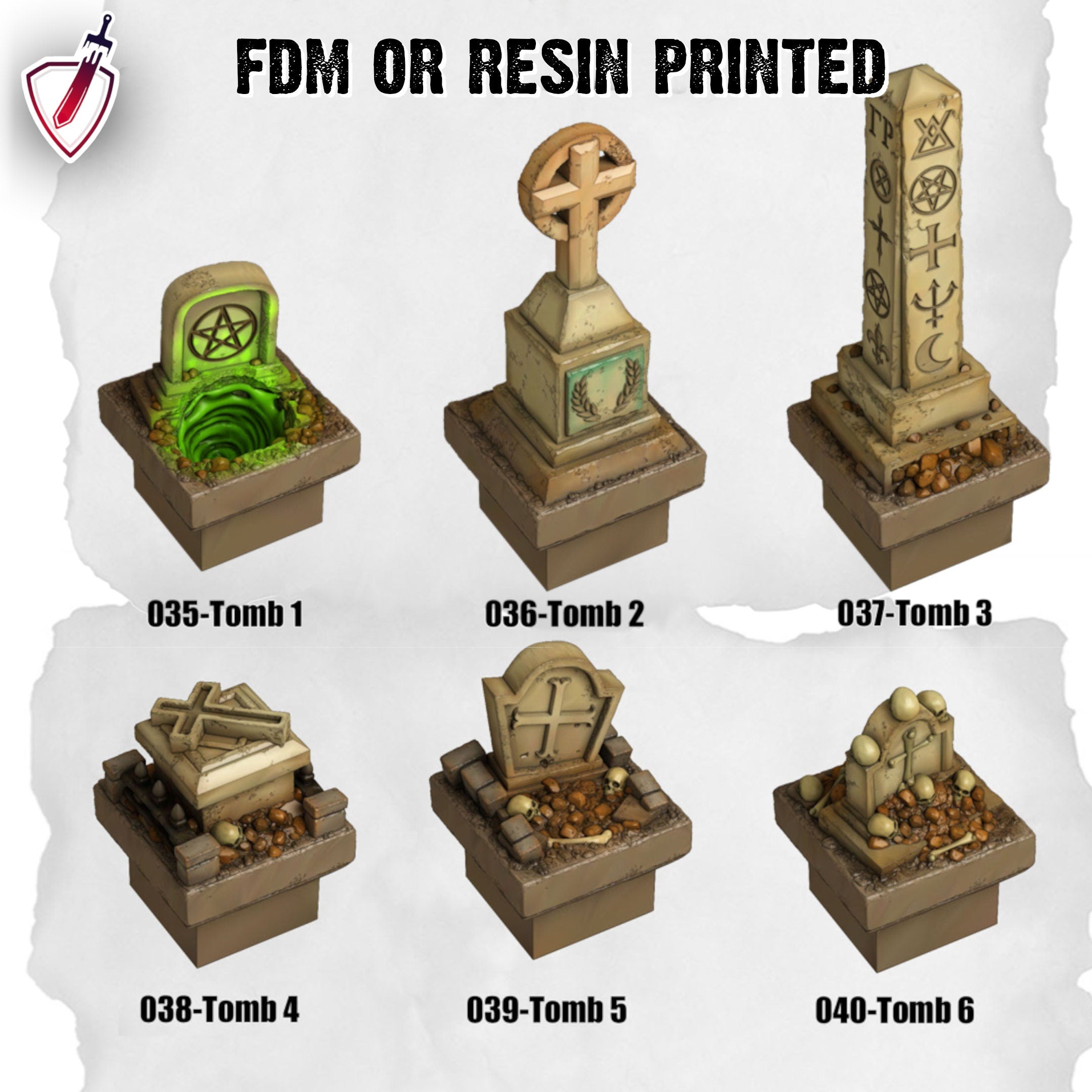 Dungeon Blocks Haunted Graveyard Expansion Tiles(1-40) | FDM or Resin Printed | Great for D&D, Pathfinder, or any Tabletop RPG | Free Grids!