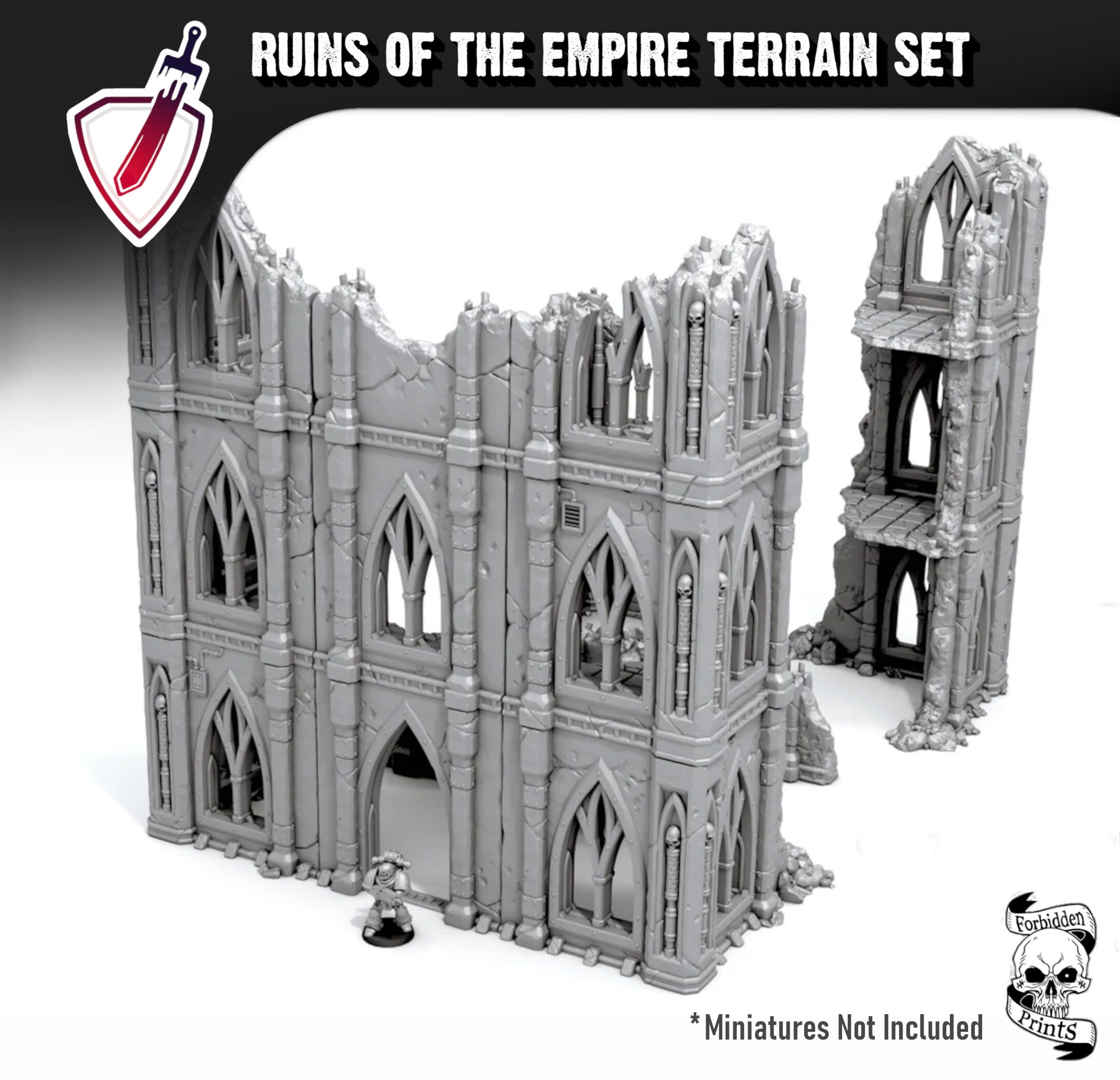 Ruins of the Empire Destroyed Building Rubble Set | By Forbidden Prints | Great for Any Tabletop Wargame or RPG! - Brush and Battle