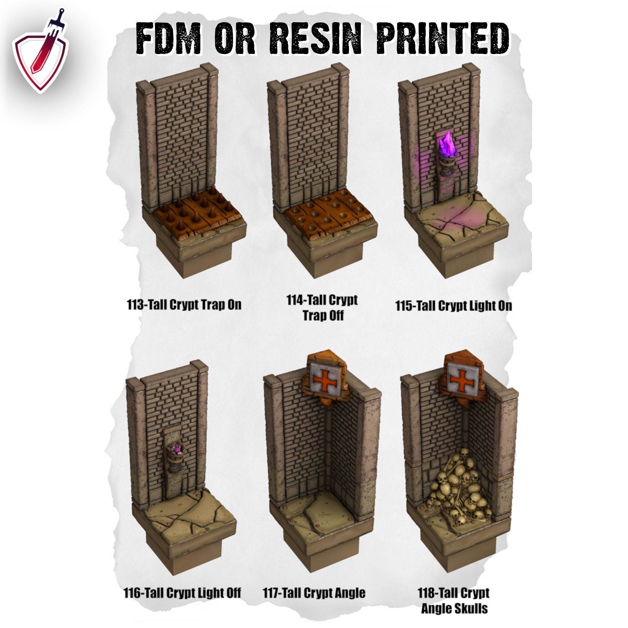 Dungeon Blocks Haunted Graveyard Expansion Tiles (75-118) | FDM or Resin Printed | Great for D&D, Pathfinder, any Tabletop RPG | Free Grids!
