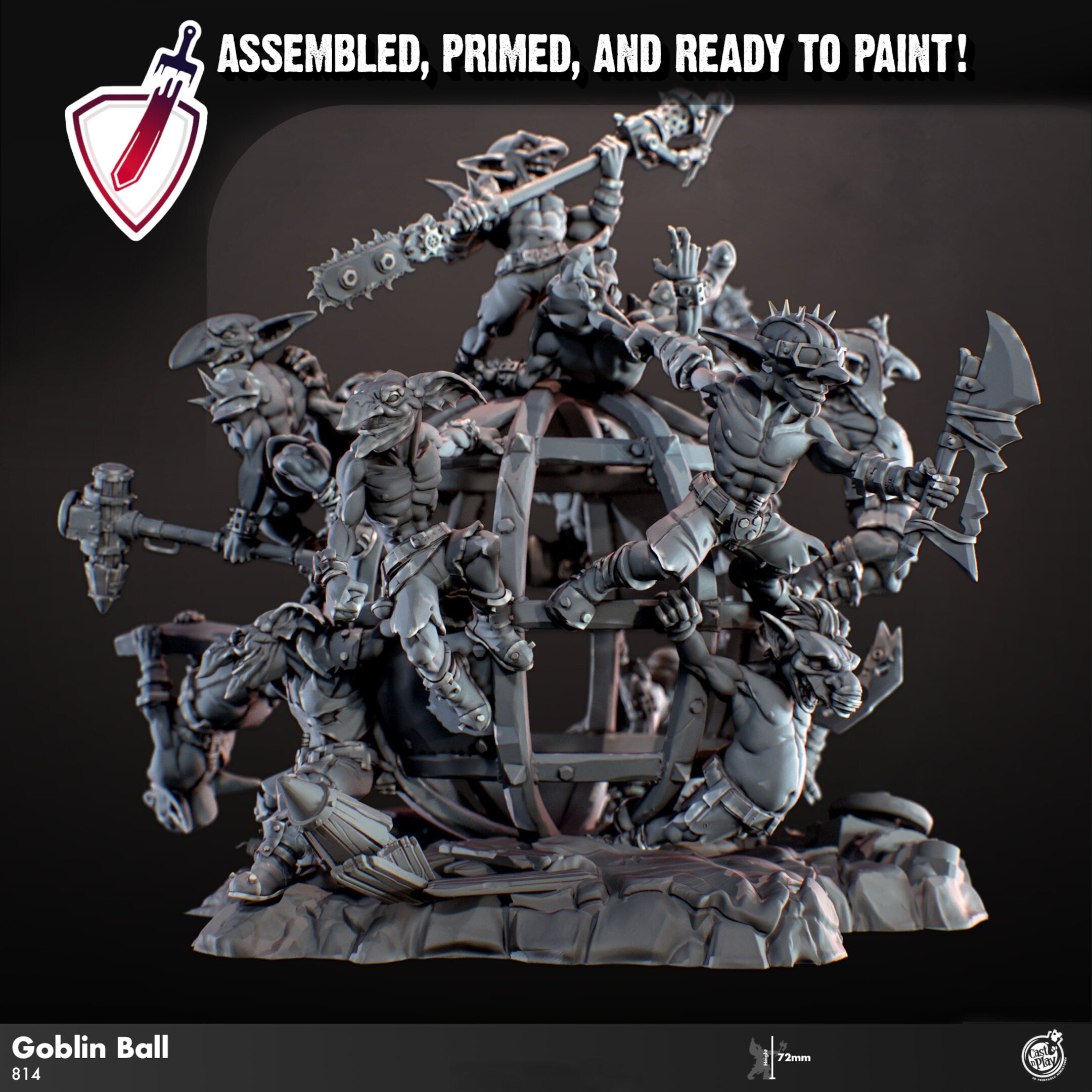 Goblin Carnage Orb | Miniature by Cast n Play | Mini for tabletop gaming, D&D, Pathfinder, and painting | Assembled and Primed - Brush and Battle