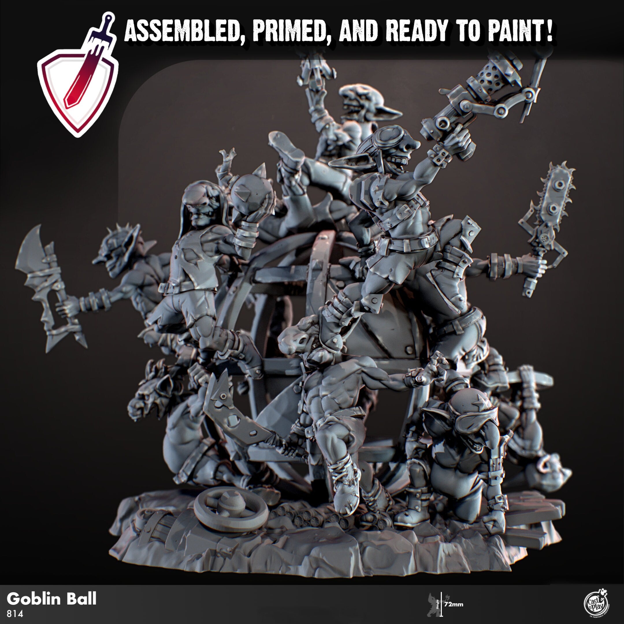 Goblin Carnage Orb | Miniature by Cast n Play | Mini for tabletop gaming, D&D, Pathfinder, and painting | Assembled and Primed - Brush and Battle