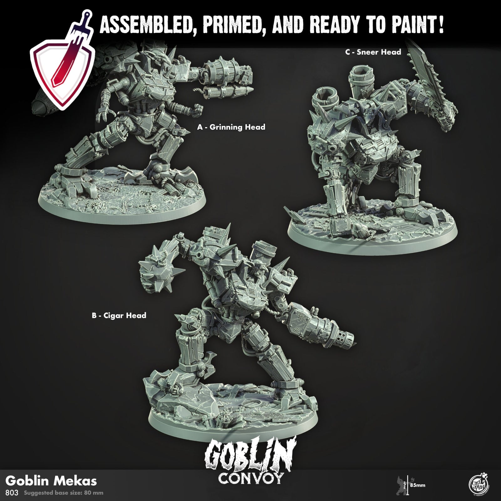 Goblin Mekas | (Large) Miniatures by Cast n Play | Resin Mini For Tabletop Gaming, D&D, Pathfinder, and Painting | Assembled and Primed - Brush and Battle
