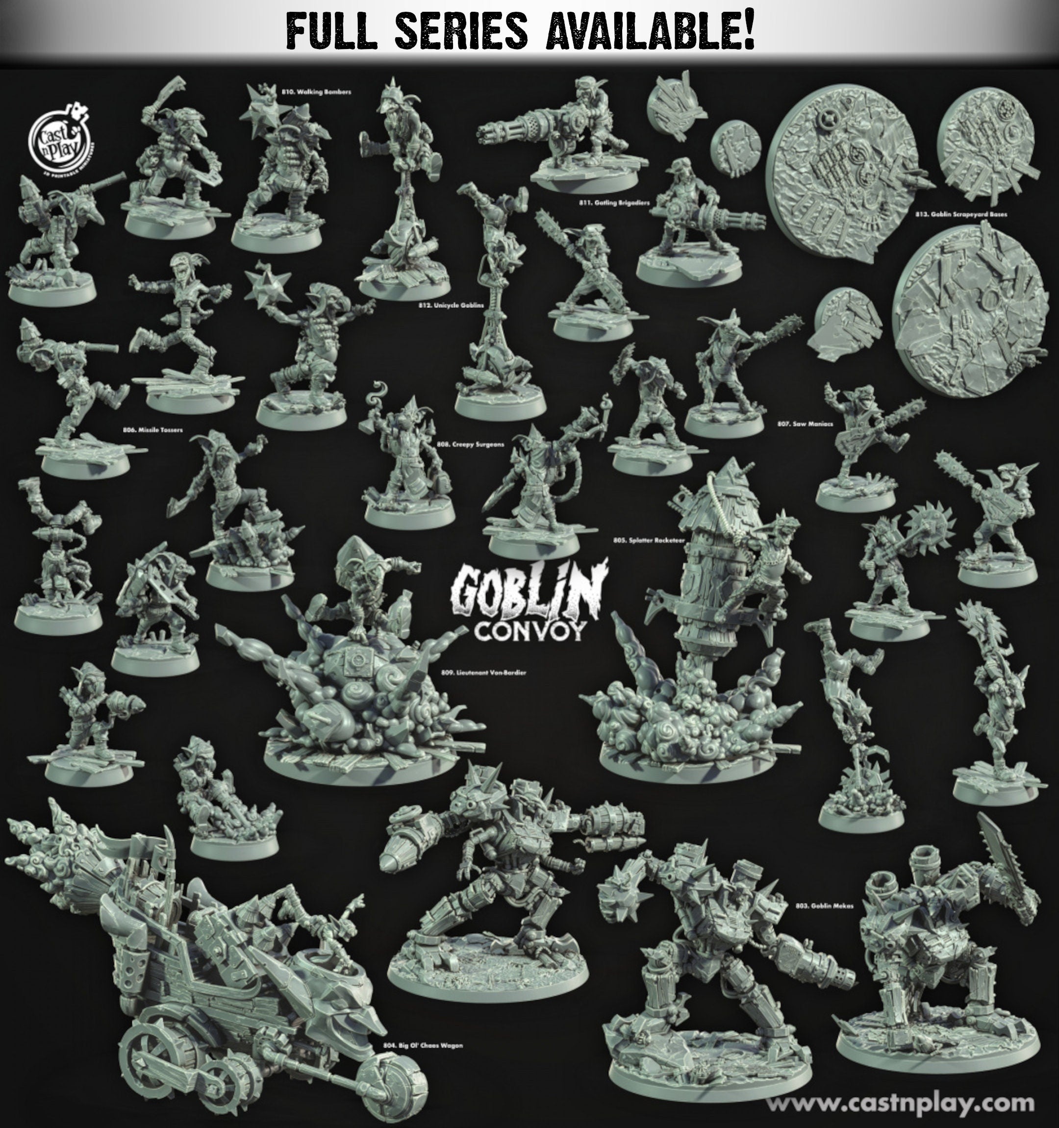 Goblin Missile Tossers | Miniatures by Cast n Play | Resin Mini For Tabletop Gaming, D&D, Pathfinder, and Painting | Assembled and Primed - Brush and Battle