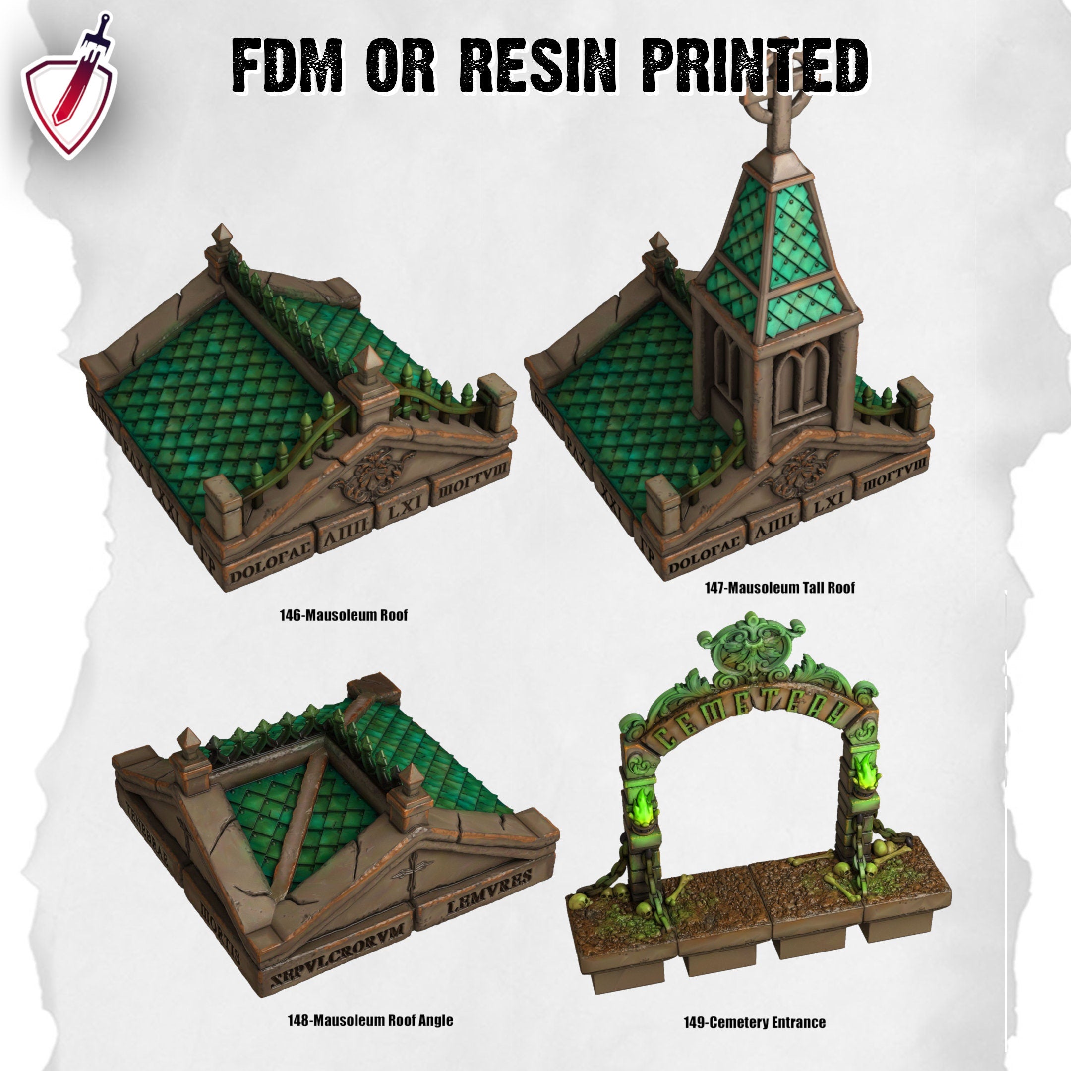 Dungeon Blocks Haunted Graveyard Expansion Tiles(119-149) | FDM or Resin Printed | Great for D&D, Pathfinder, any Tabletop RPG | Free Grids!