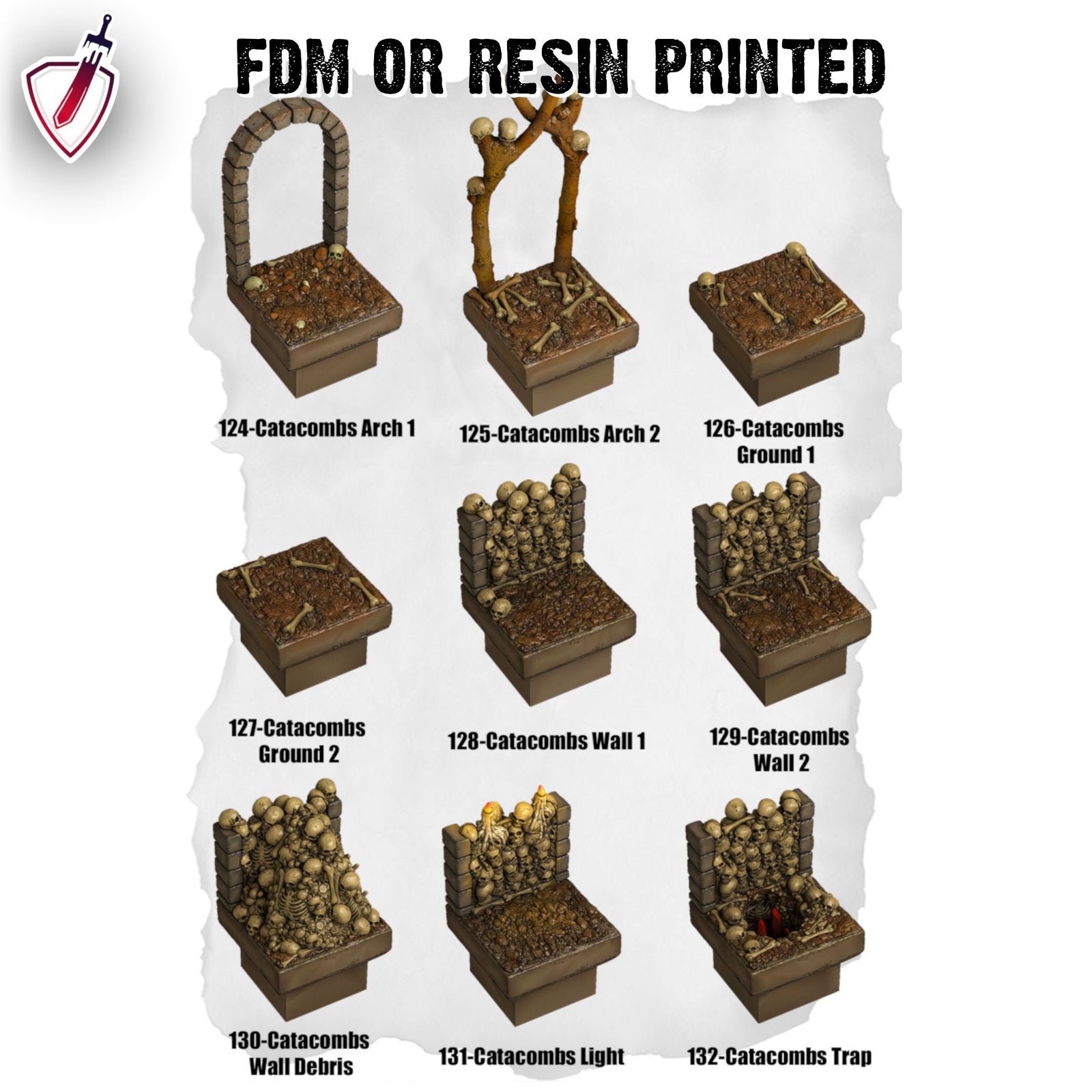 Dungeon Blocks Haunted Graveyard Expansion Tiles(119-149) | FDM or Resin Printed | Great for D&D, Pathfinder, any Tabletop RPG | Free Grids!