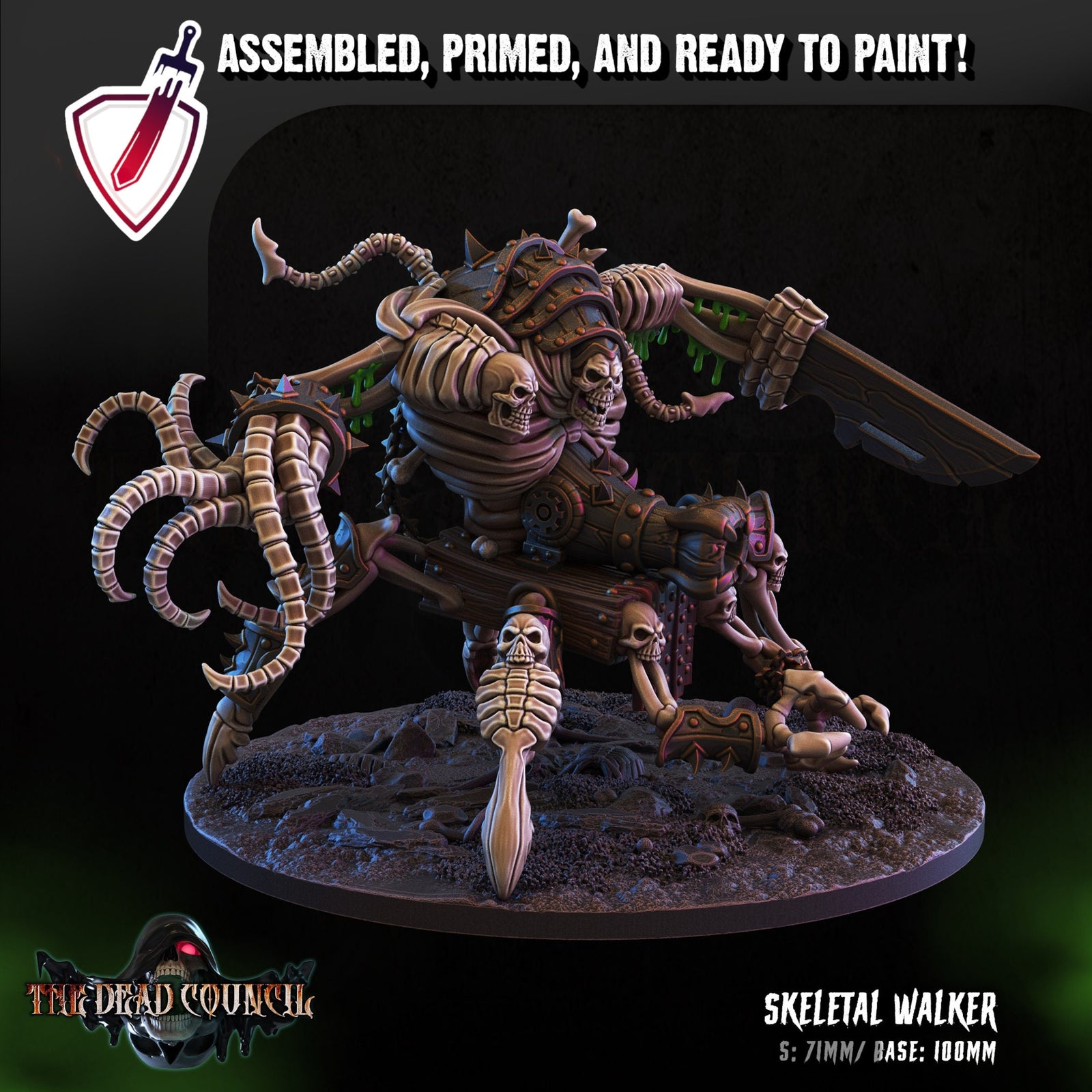 Skeletal Walker | (Large) Miniature by Crippled God Foundry | For Tabletop Gaming, D&D, Pathfinder, and Painting | Assembled and Primed - Brush and Battle
