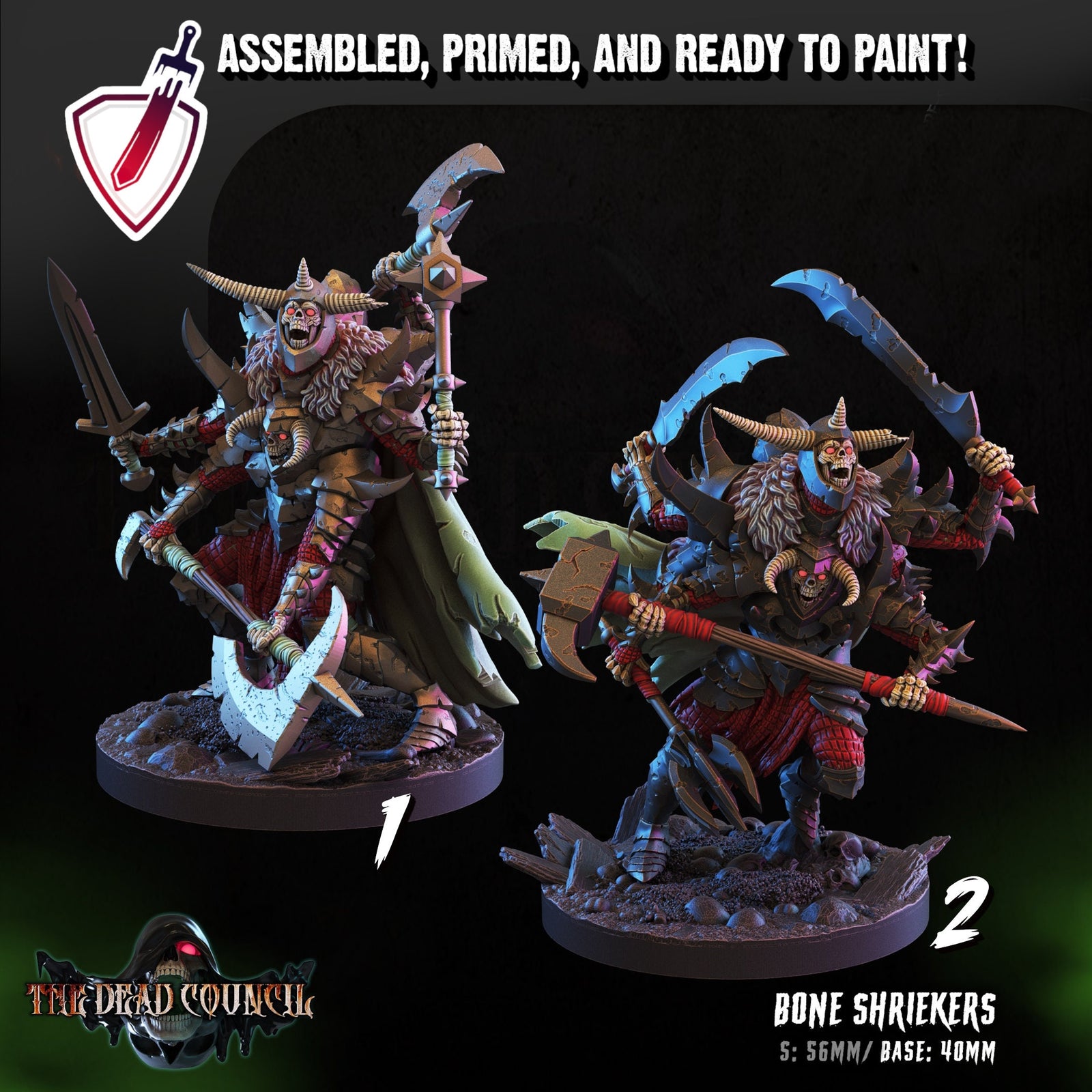 Bone Shriekers | Miniatures by Crippled God Foundry | Resin Mini for Tabletop Gaming, D&D, Pathfinder, and Painting | Assembled and Primed - Brush and Battle