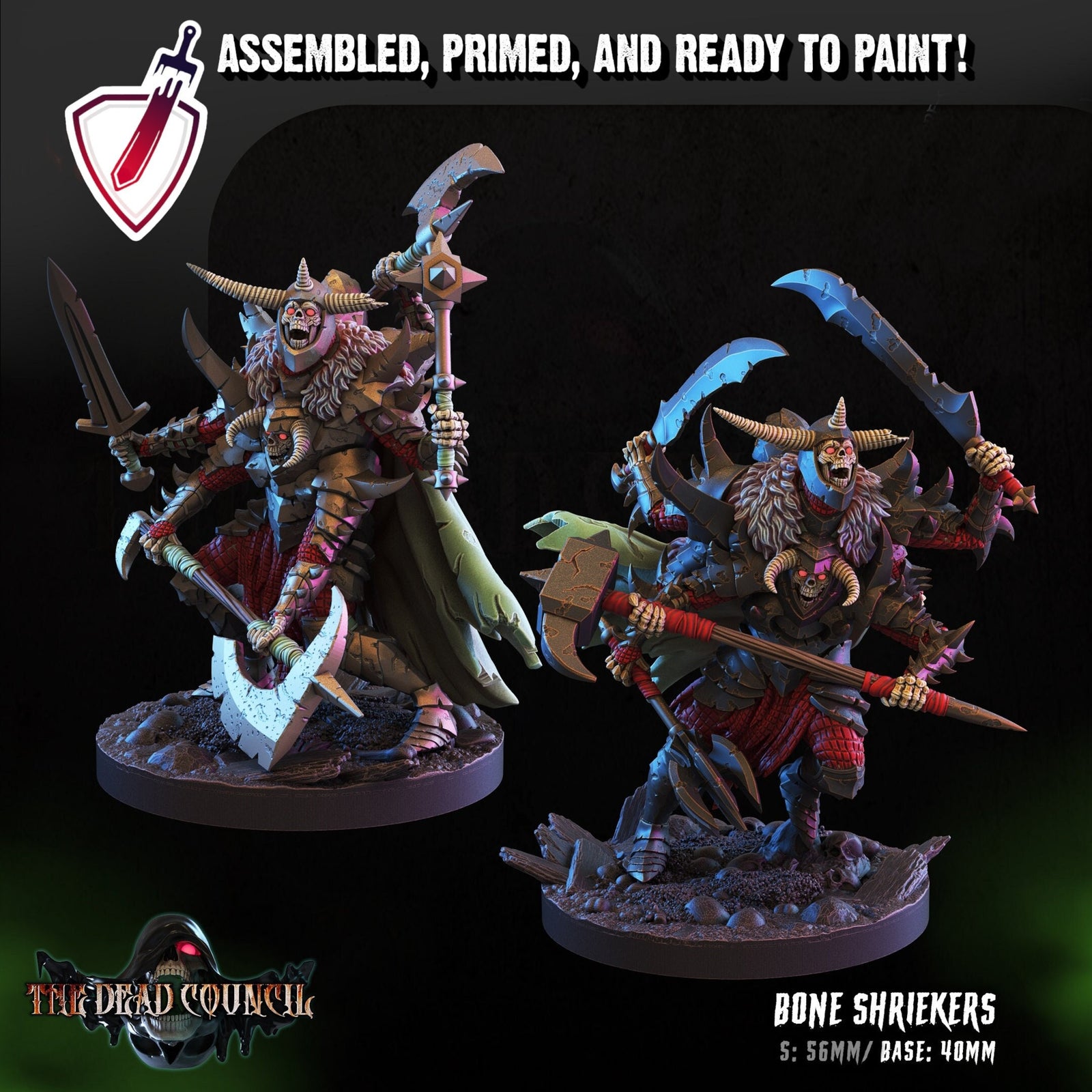Bone Shriekers | Miniatures by Crippled God Foundry | Resin Mini for Tabletop Gaming, D&D, Pathfinder, and Painting | Assembled and Primed - Brush and Battle
