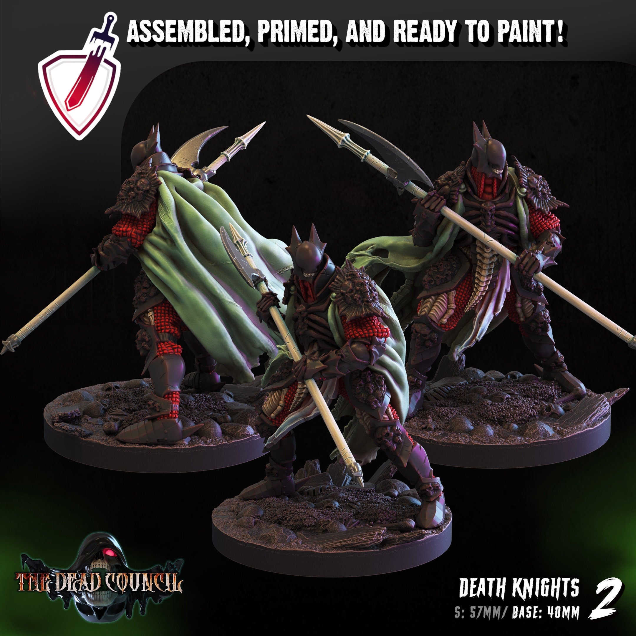 Death Knights | Miniatures by Crippled God Foundry | Resin Mini for Tabletop Gaming, D&D, Pathfinder, and Painting | Assembled and Primed - Brush and Battle