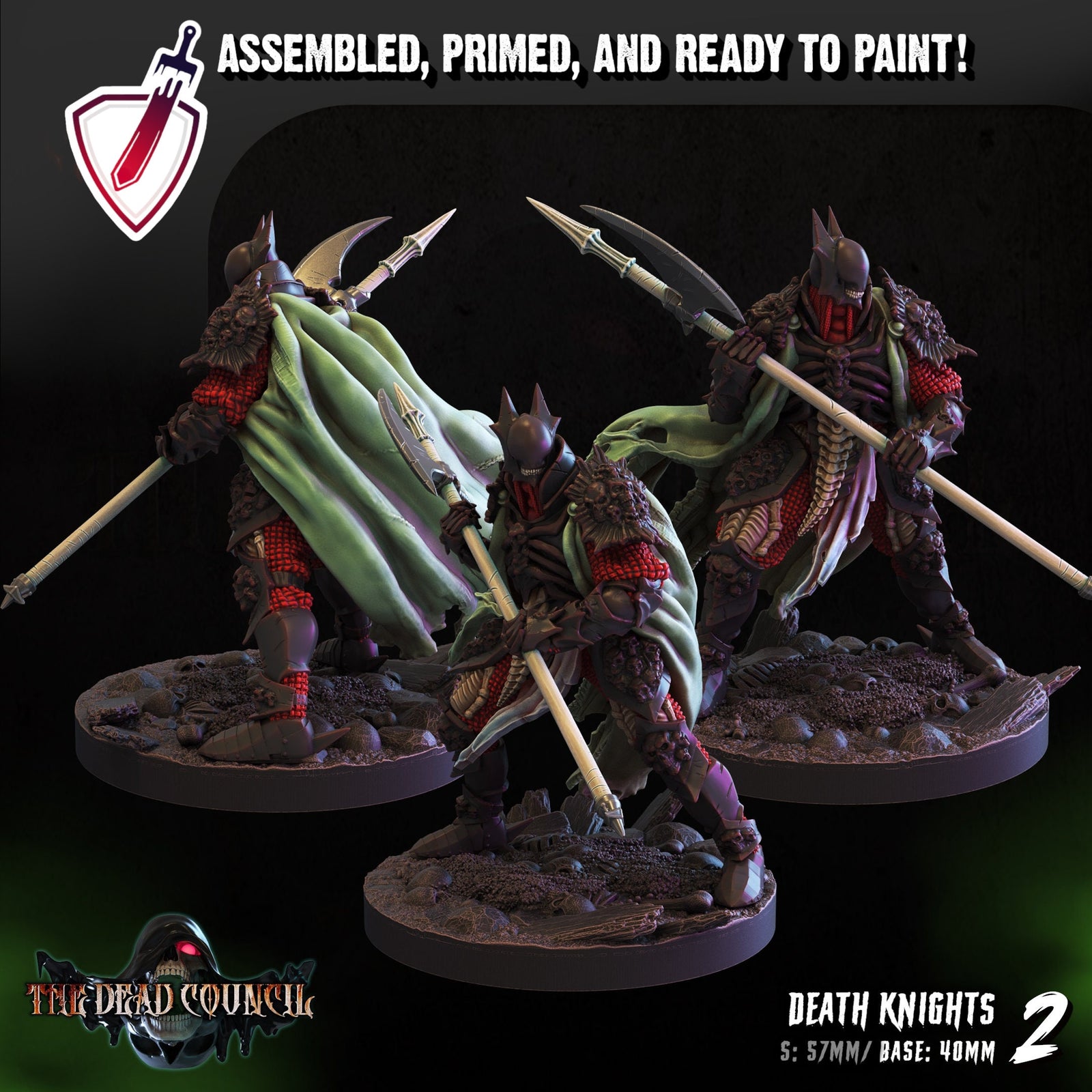 Death Knights | Miniatures by Crippled God Foundry | Resin Mini for Tabletop Gaming, D&D, Pathfinder, and Painting | Assembled and Primed - Brush and Battle