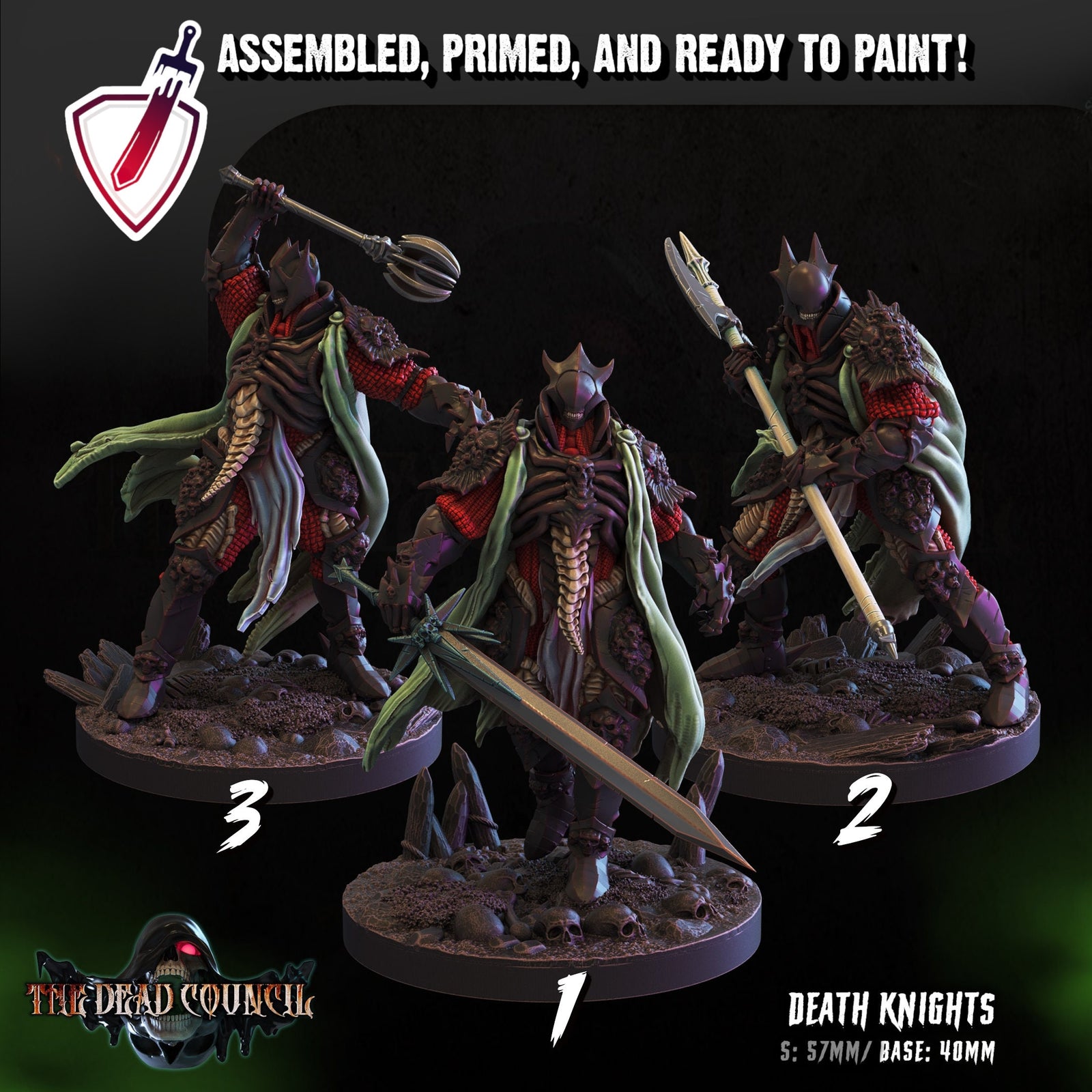 Death Knights | Miniatures by Crippled God Foundry | Resin Mini for Tabletop Gaming, D&D, Pathfinder, and Painting | Assembled and Primed - Brush and Battle
