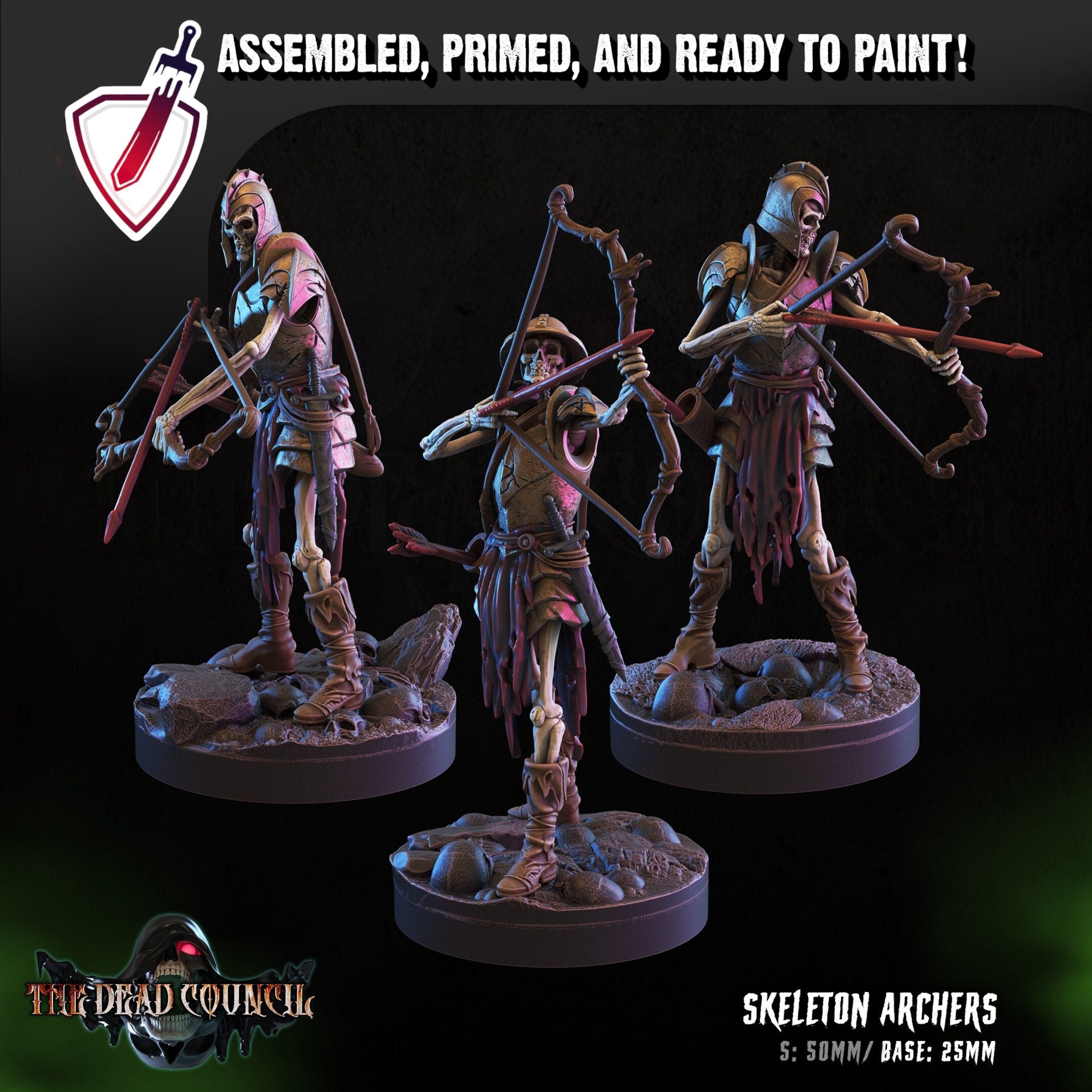 Skeleton Archers | Miniatures by Crippled God Foundry | Resin Mini for Tabletop Gaming, D&D, Pathfinder, and Painting | Assembled and Primed - Brush and Battle