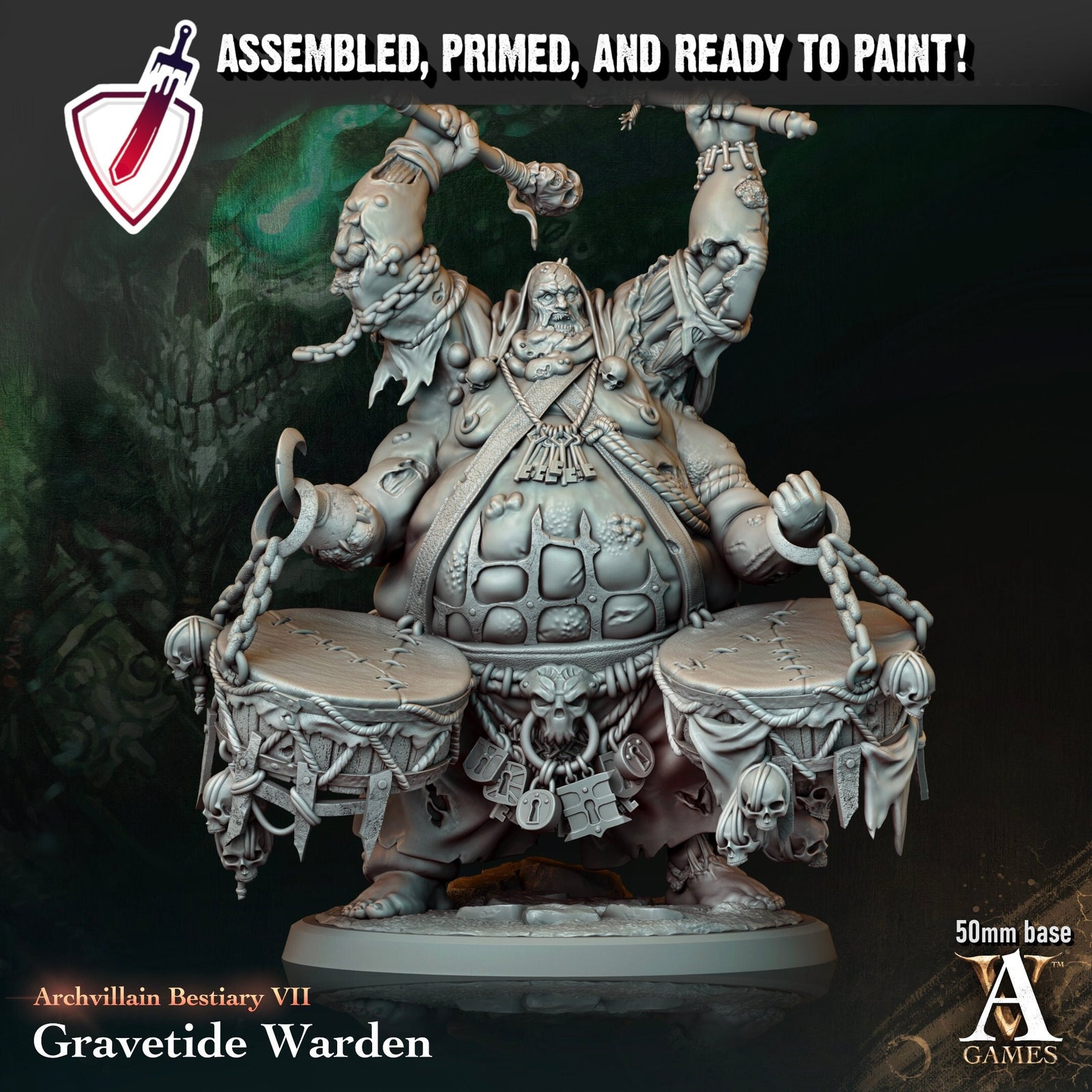 Gravetide Warden | Miniature by Archvillain Games | Resin Mini For Tabletop Gaming, D&D, Pathfinder, Painting | Assembled and Primed - Brush and Battle