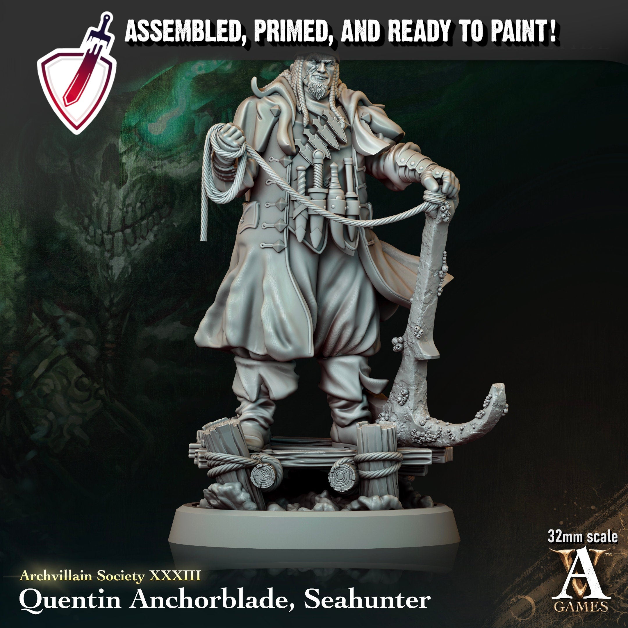 Heroes Vol. XXXIII | Miniatures by Archvillain Games | Resin Mini for Tabletop Gaming, D&D, Pathfinder, and Painting | Assembled and Primed - Brush and Battle