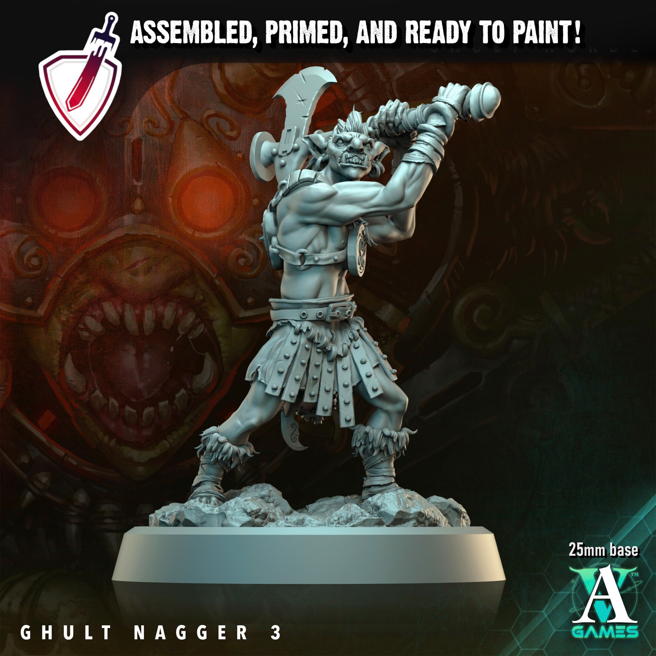 Ghult Naggers | Miniatures by Archvillain Games | Resin Mini for Tabletop Gaming, D&D, Wargaming, and Painting | Assembled and Primed - Brush and Battle