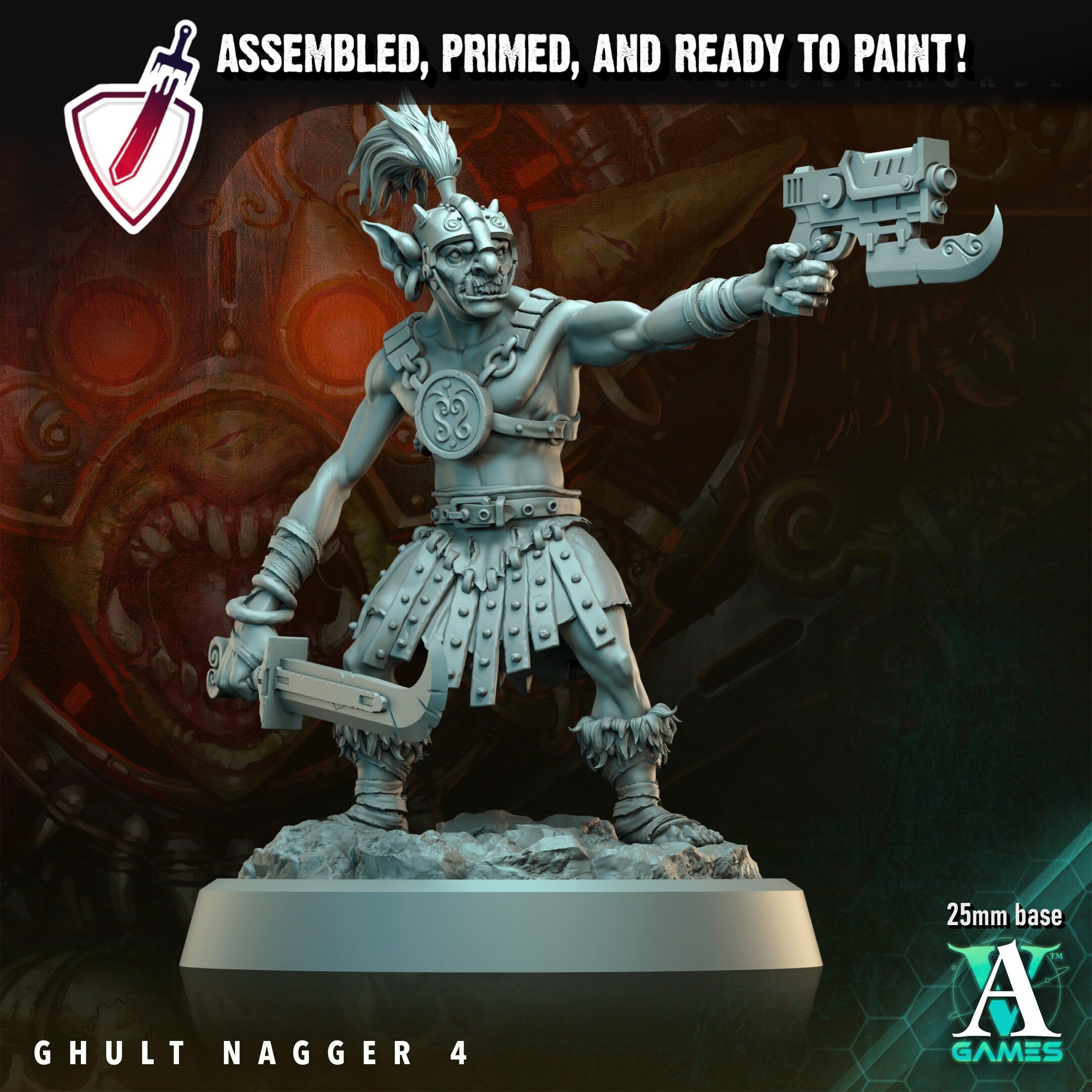 Ghult Naggers | Miniatures by Archvillain Games | Resin Mini for Tabletop Gaming, D&D, Wargaming, and Painting | Assembled and Primed - Brush and Battle
