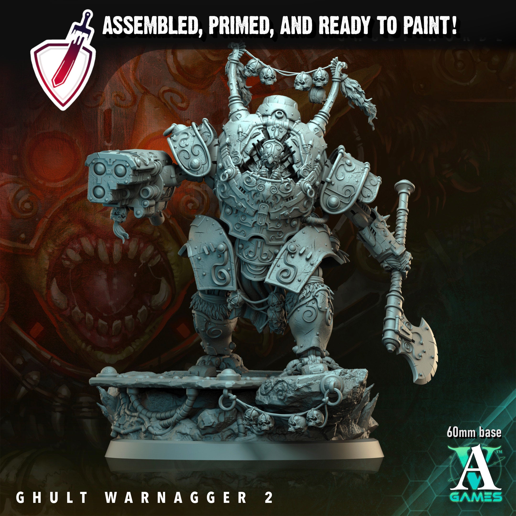 Ghult Warnagger | Miniatures by Archvillain Games | Resin Mini for Tabletop Gaming, D&D, Wargaming, and Painting | Assembled and Primed - Brush and Battle