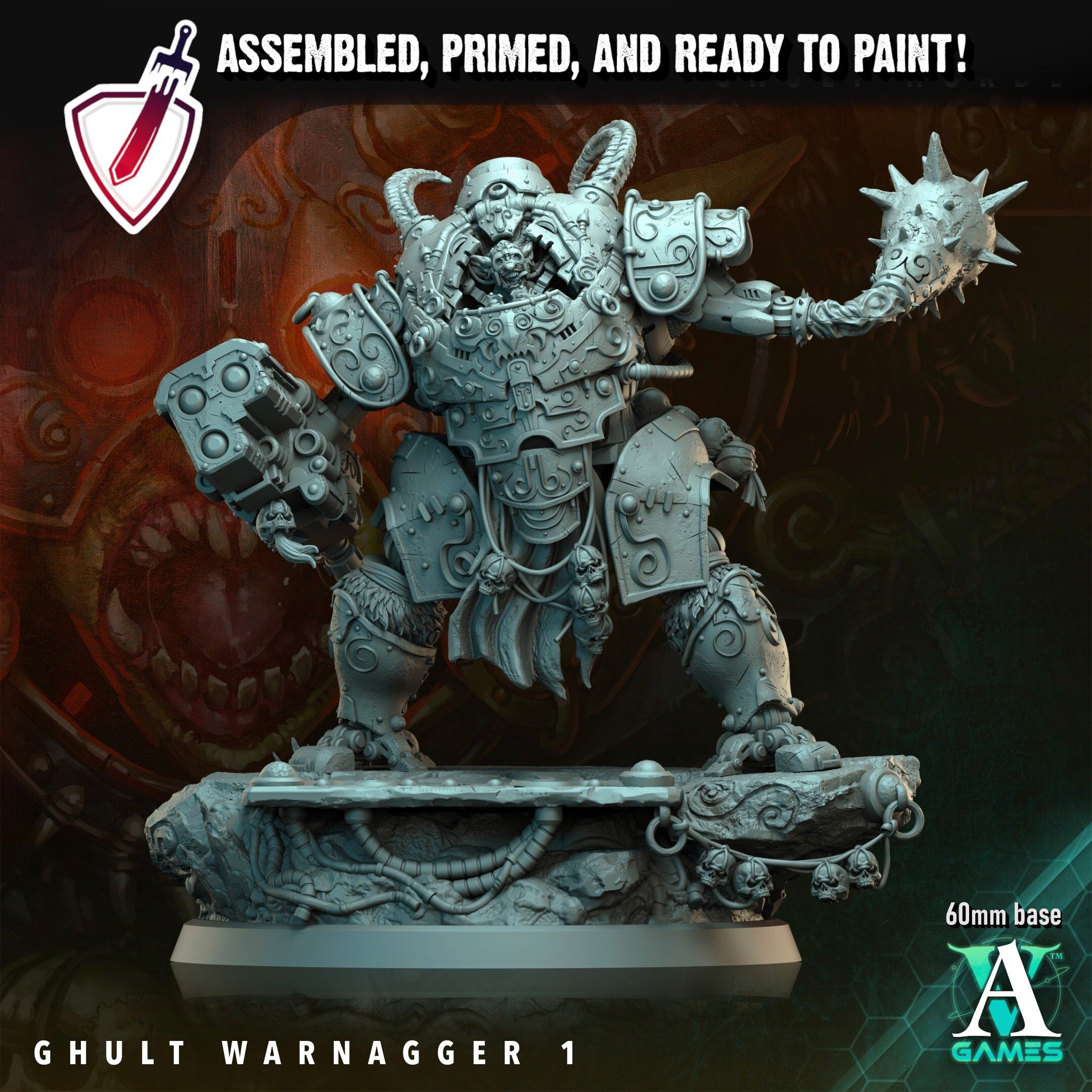 Ghult Warnagger | Miniatures by Archvillain Games | Resin Mini for Tabletop Gaming, D&D, Wargaming, and Painting | Assembled and Primed - Brush and Battle