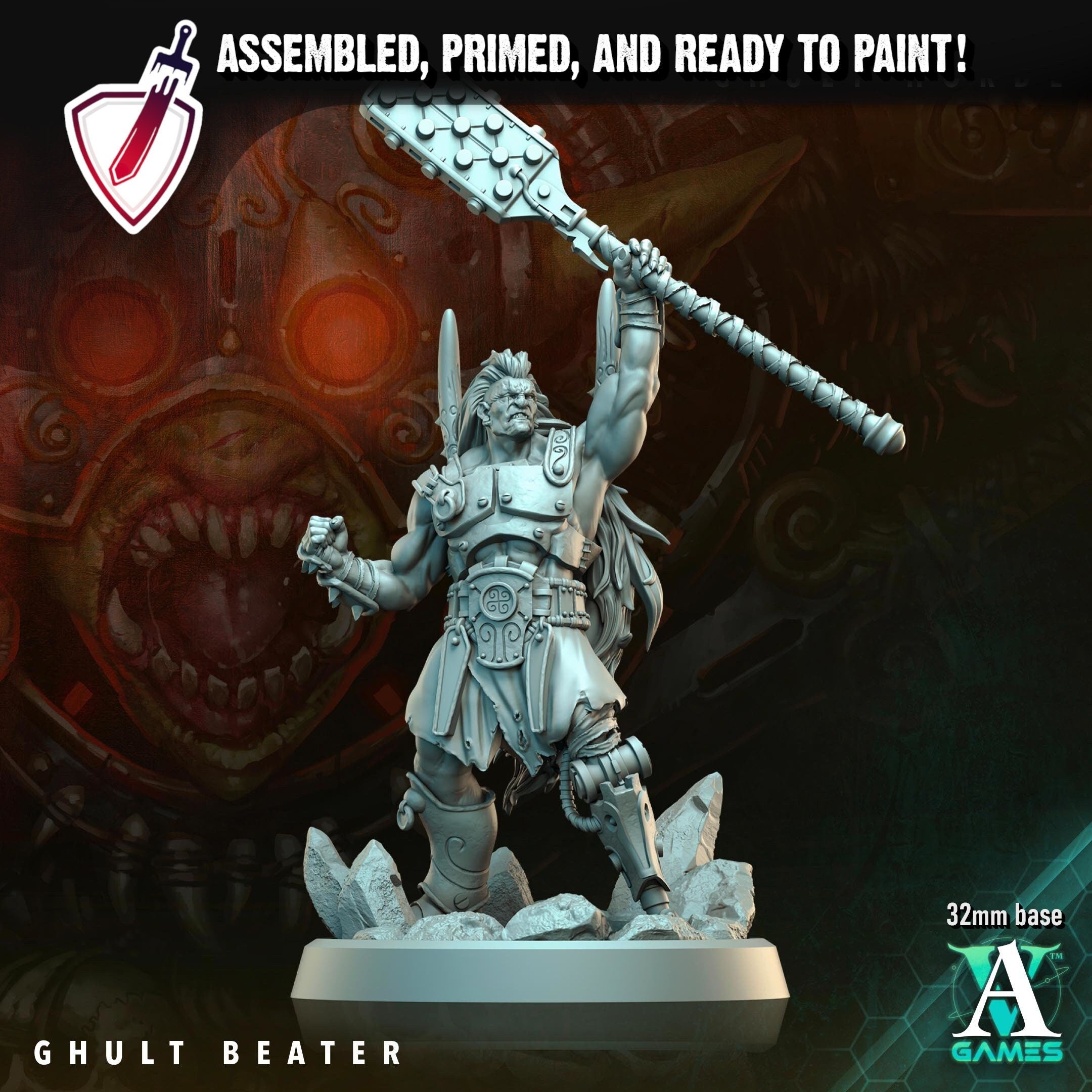Ghult Beater | Miniature by Archvillain Games | Resin Mini for Tabletop Gaming, D&D, Wargaming, and Painting | Assembled and Primed - Brush and Battle