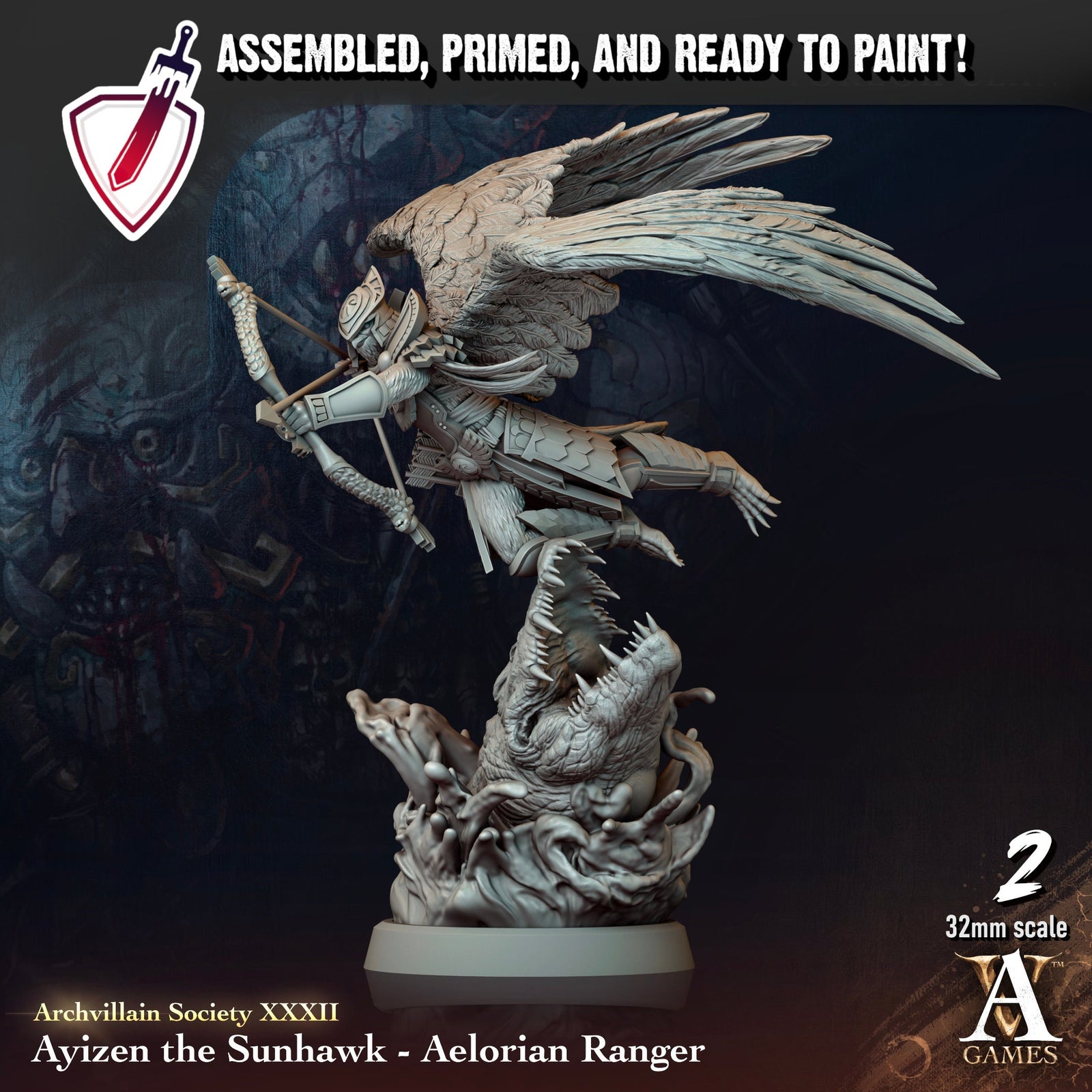 Heroes Vol. XXXII | Miniatures by Archvillain Games | Resin Mini for Tabletop Gaming, D&D, Pathfinder, and Painting | Assembled and Primed - Brush and Battle