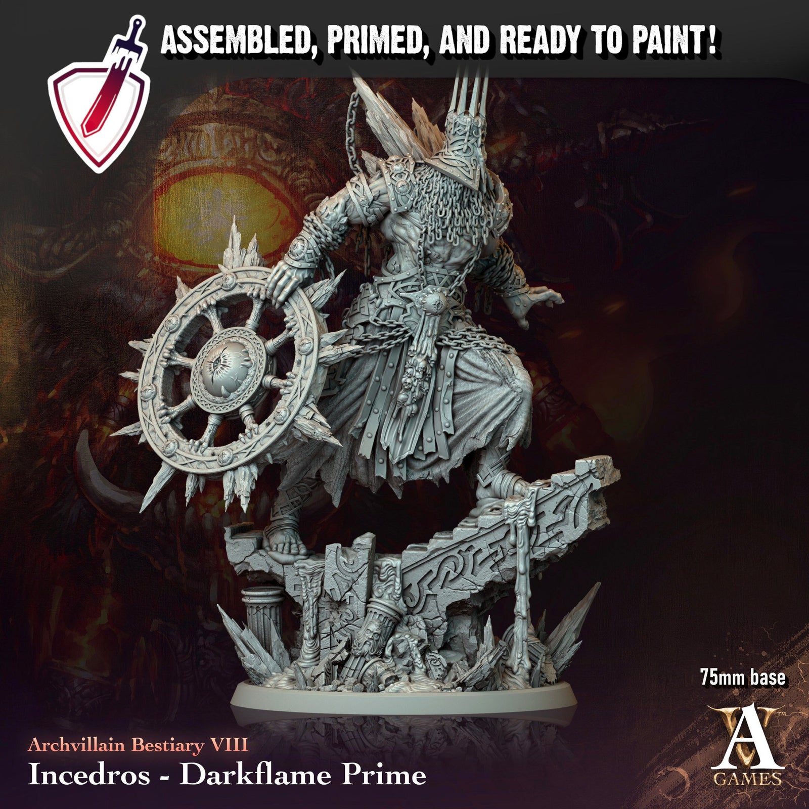Incedros | (Massive) Miniature by Archvillain Games | Resin Mini For Tabletop Gaming, D&D, Pathfinder, and Painting | Assembled and Primed - Brush and Battle