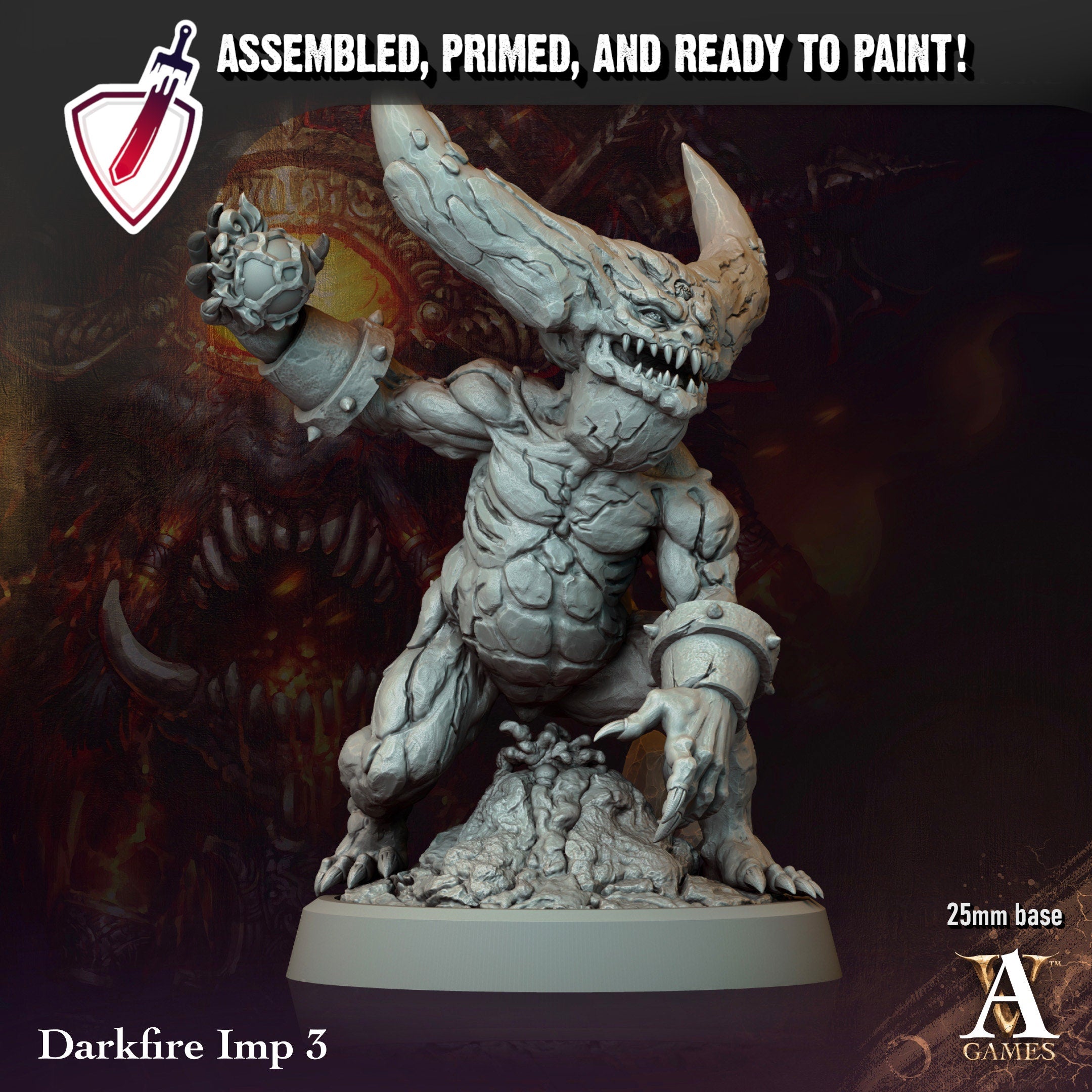 Darkfire Imps | Miniatures by Archvillain Games | Resin Mini for Tabletop Gaming, D&D, Pathfinder, and Painting | Assembled and Primed - Brush and Battle