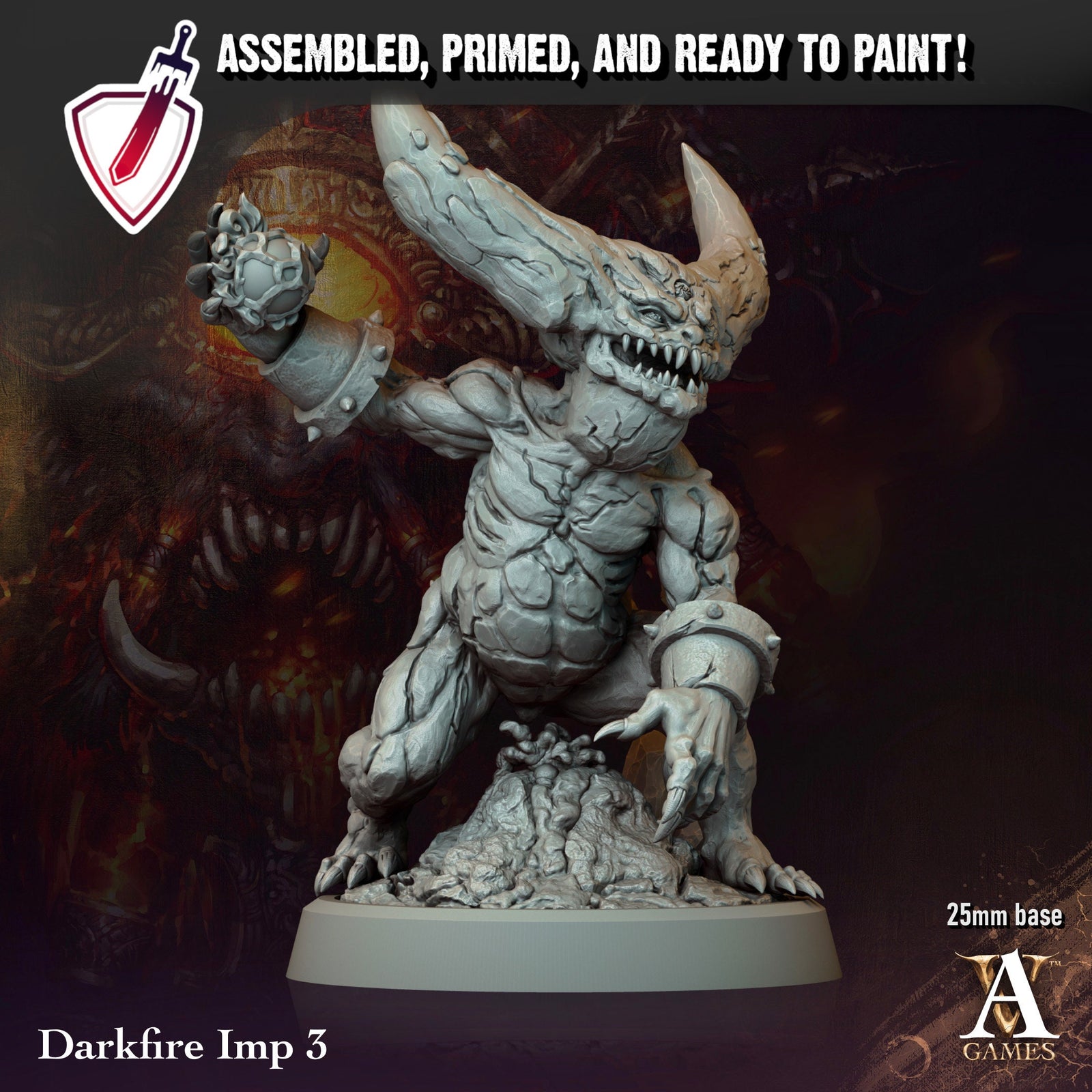 Darkfire Imps | Miniatures by Archvillain Games | Resin Mini for Tabletop Gaming, D&D, Pathfinder, and Painting | Assembled and Primed - Brush and Battle