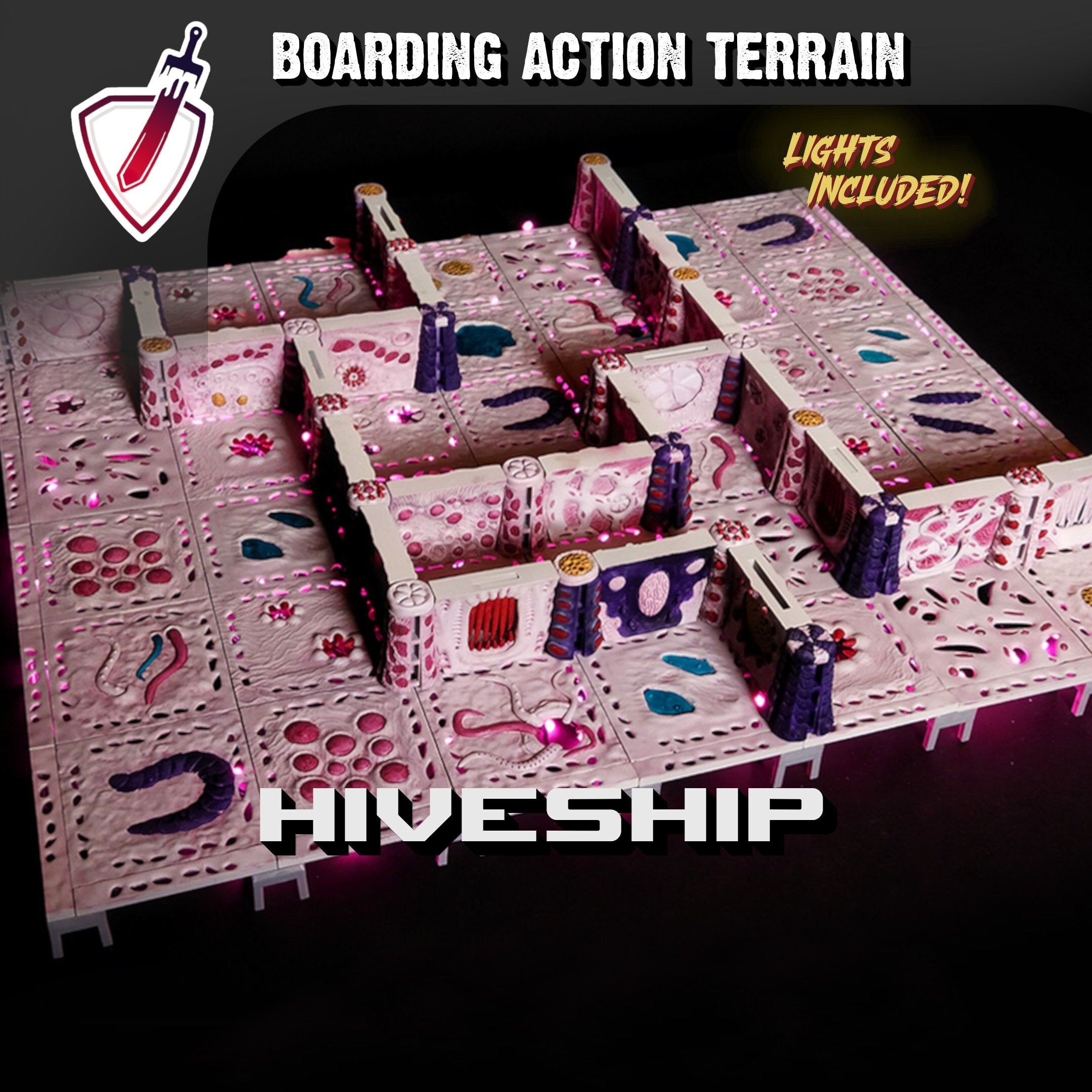 Killteam & Boarding Action Terrain | Hiveship | Light Kit Included | 221 Pieces! - Brush and Battle