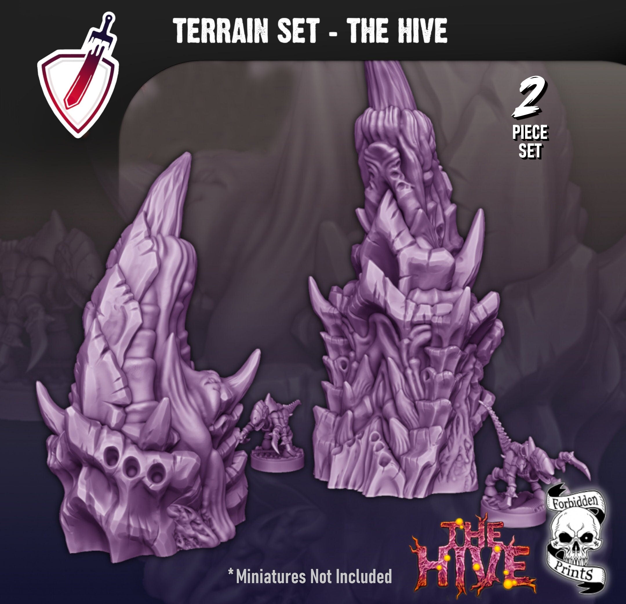 The Hive | Tabletop Scatter Terrain Set | By Forbidden Prints | Alien Bug Planet Themed Terrain Great for Any 28mm or 32mm Tabletop Wargame! - Brush and Battle