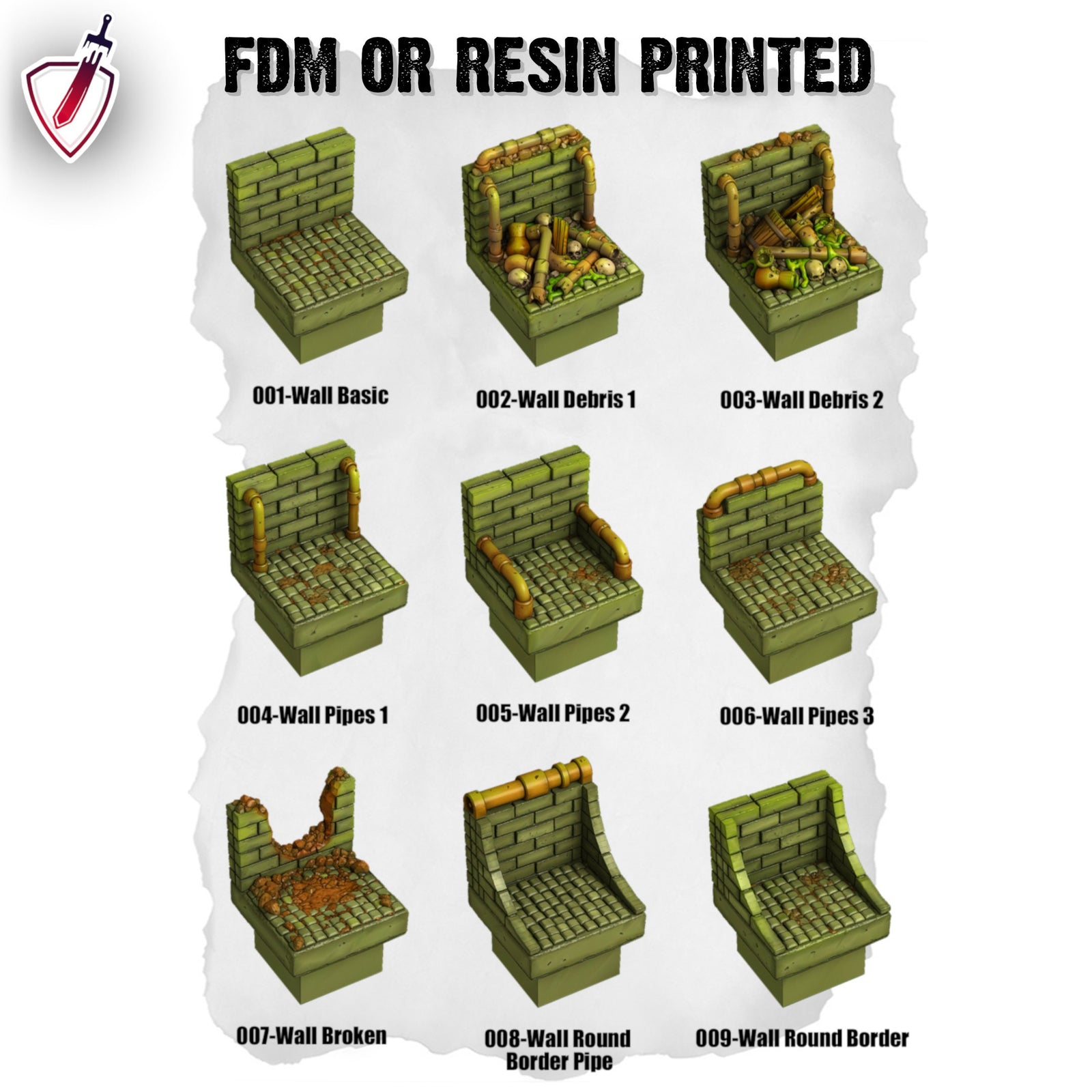 Dungeon Blocks Toxic Sewer Expansion Tiles (1-53) | FDM or Resin Printed | Great for D&D, Pathfinder, or any Tabletop RPG | Free Grids!