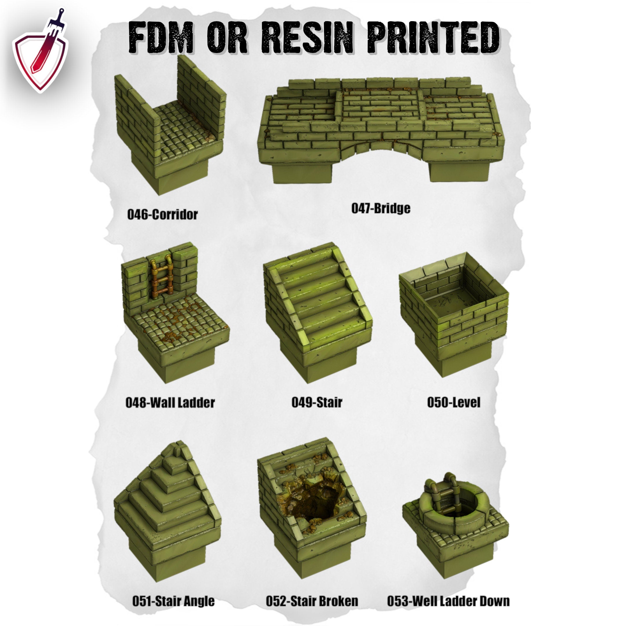 Dungeon Blocks Toxic Sewer Expansion Tiles (1-53) | FDM or Resin Printed | Great for D&D, Pathfinder, or any Tabletop RPG | Free Grids!