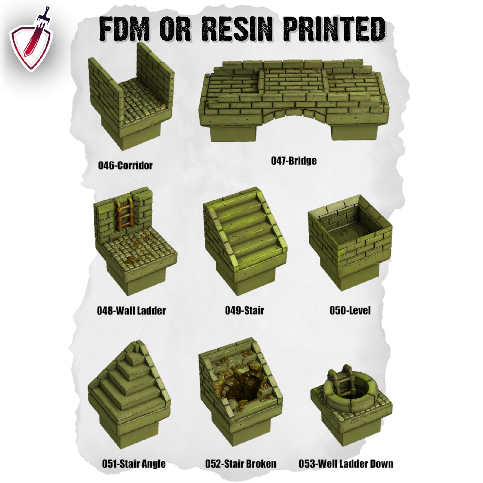 Dungeon Blocks Toxic Sewer Expansion Tiles (1-53) | FDM or Resin Printed | Great for D&D, Pathfinder, or any Tabletop RPG | Free Grids!