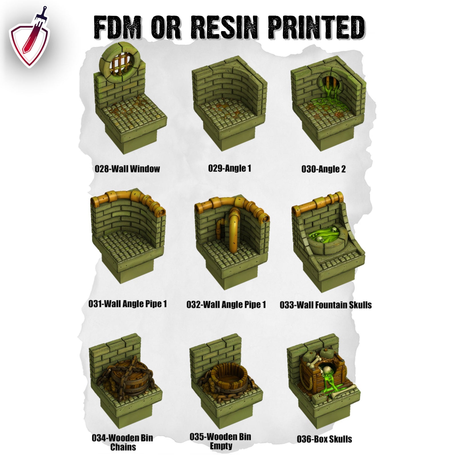 Dungeon Blocks Toxic Sewer Expansion Tiles (1-53) | FDM or Resin Printed | Great for D&D, Pathfinder, or any Tabletop RPG | Free Grids!