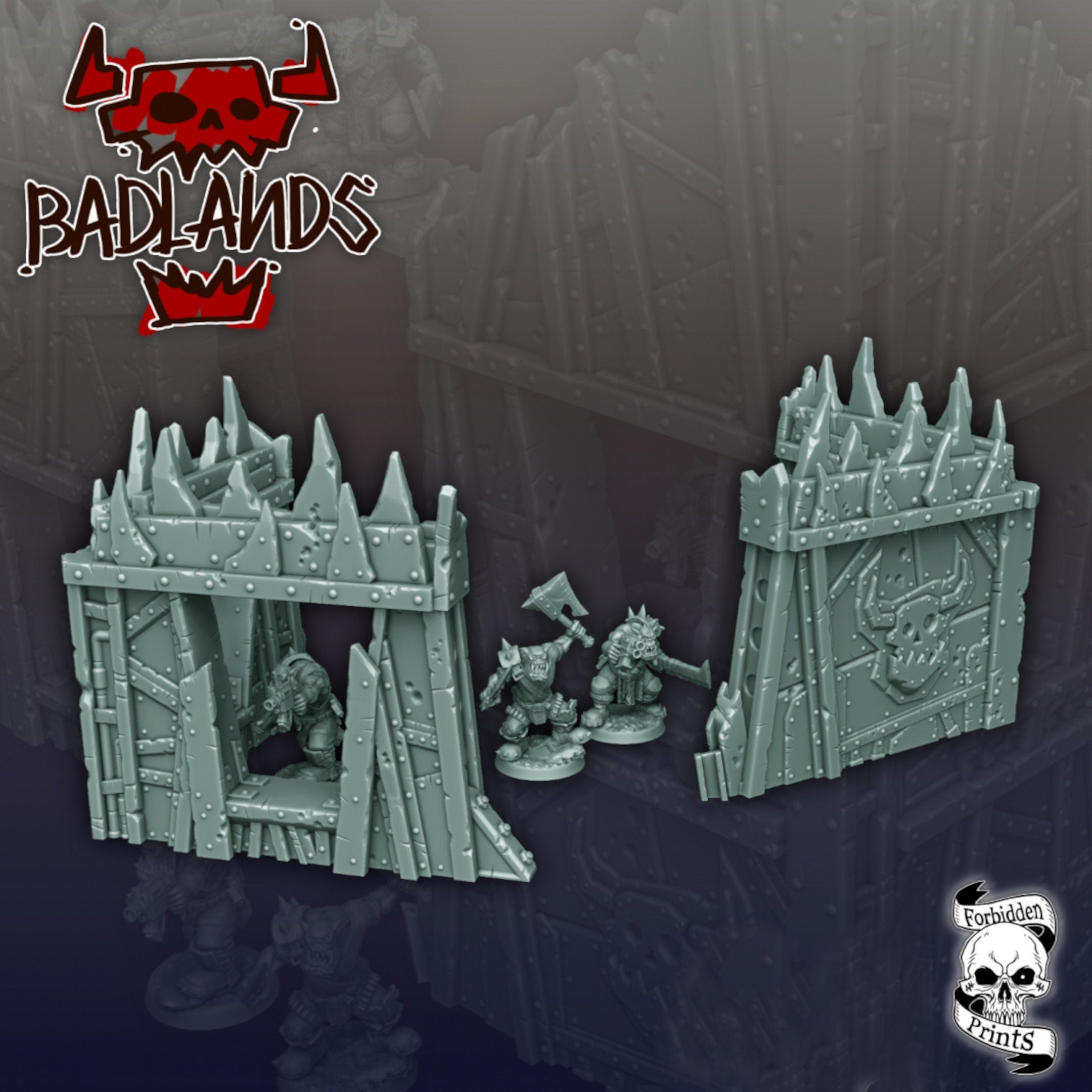 Badlands Orc Base | Tabletop Terrain Set | By Forbidden Prints | Orc Scrap Themed Bundle Great for Any 28mm or 32mm Tabletop Wargame! - Brush and Battle