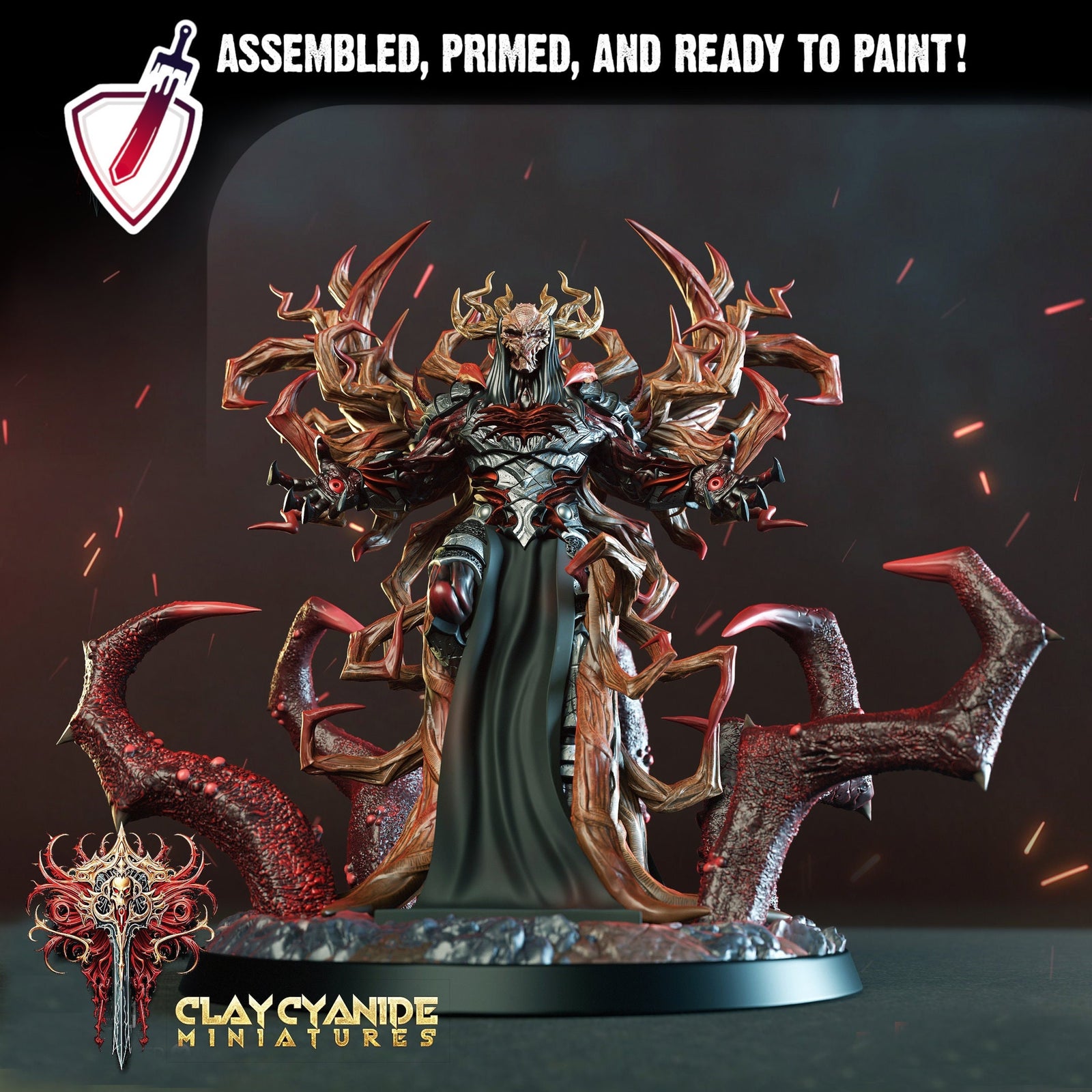 Jhask the Defiler | Miniature by Clay Cyanide | Resin Mini For Tabletop Gaming, D&D, Pathfinder, and Painting | Assembled and Primed - Brush and Battle