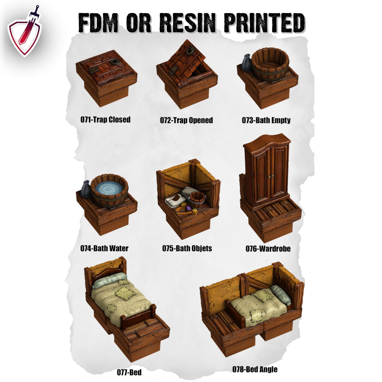 Dungeon Blocks Medieval Town Expansion Tiles (44-92) | FDM or Resin Printed | Great for D&D, Pathfinder, or any Tabletop RPG | Free Grids!