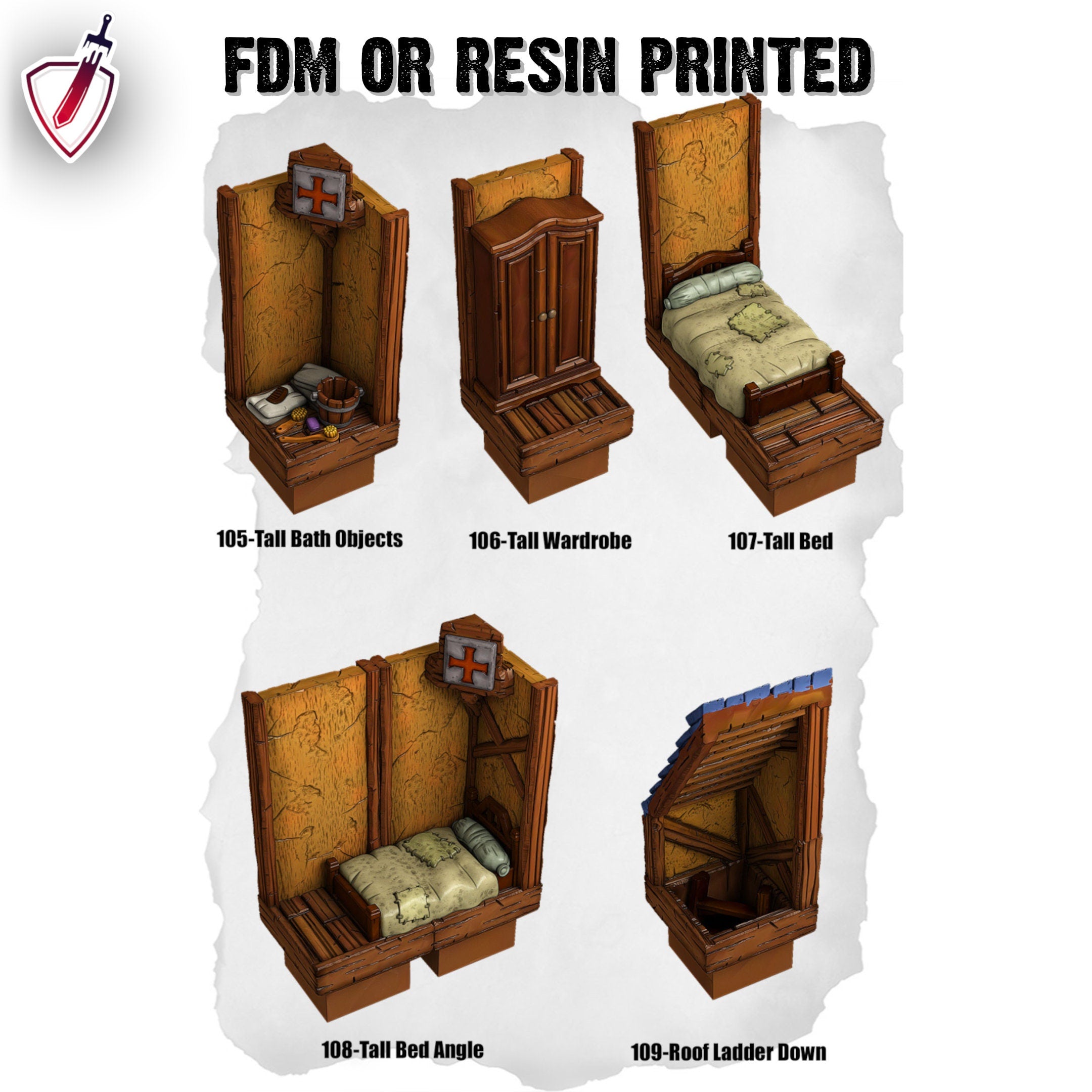 Dungeon Blocks Medieval Town Expansion Tiles (93-127) | FDM or Resin Printed | Great for D&D, Pathfinder, or any Tabletop RPG | Free Grids!