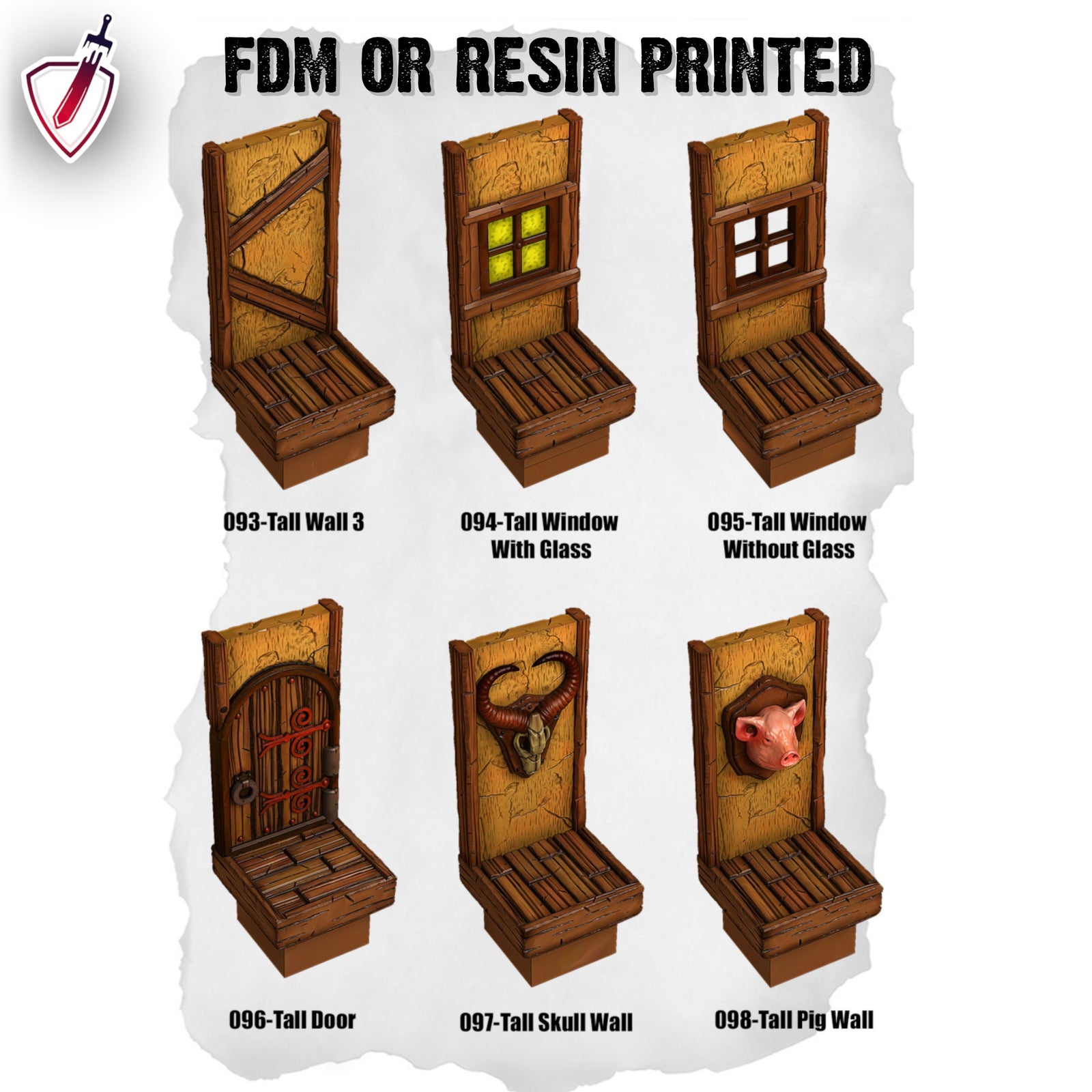 Dungeon Blocks Medieval Town Expansion Tiles (93-127) | FDM or Resin Printed | Great for D&D, Pathfinder, or any Tabletop RPG | Free Grids!