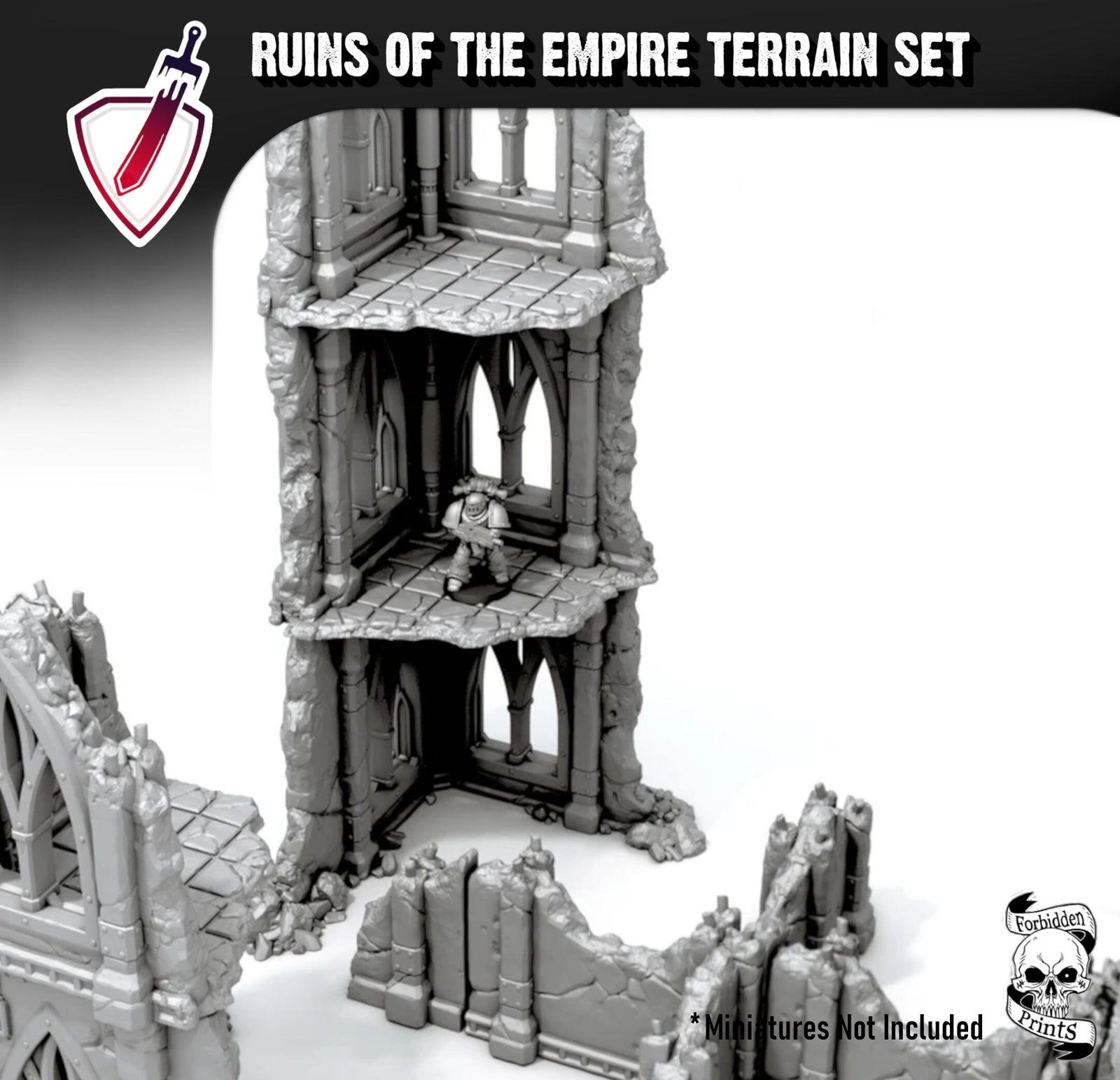 Ruins of the Empire Destroyed Building Rubble Set | By Forbidden Prints | Great for Any Tabletop Wargame or RPG! - Brush and Battle