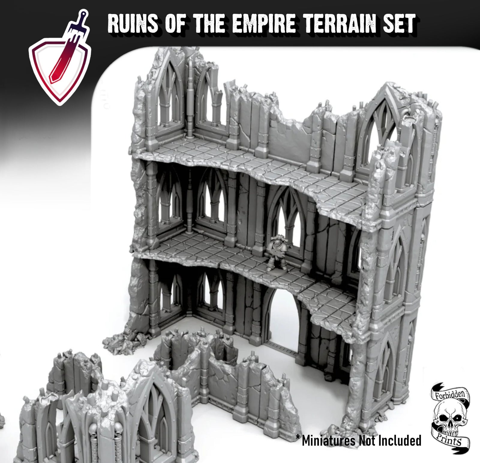 Ruins of the Empire Destroyed Building Rubble Set | By Forbidden Prints | Great for Any Tabletop Wargame or RPG! - Brush and Battle