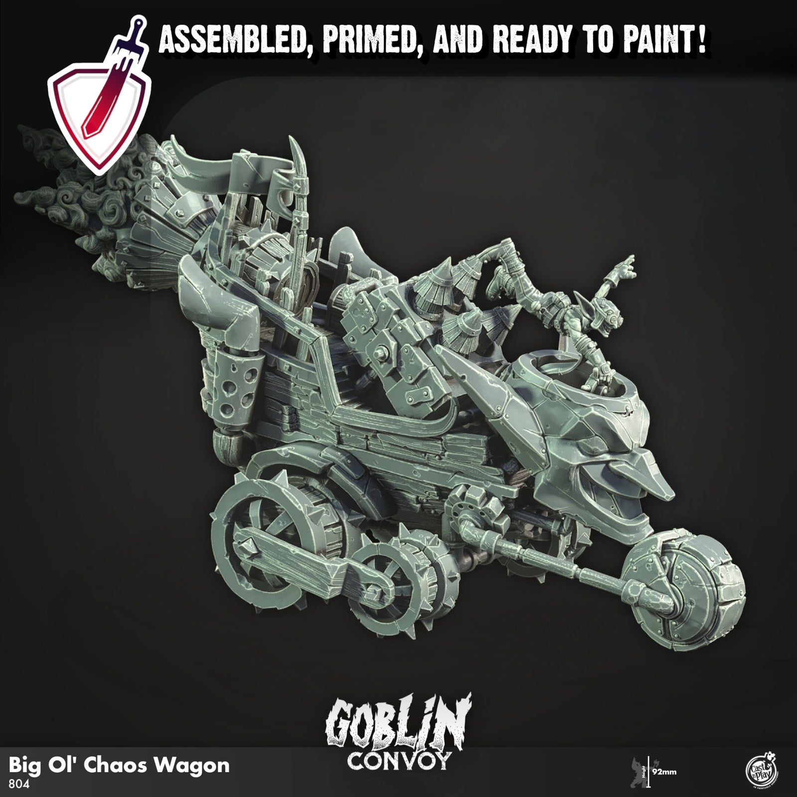 Big Ol' Chaos Wagon | Miniature by Cast n Play | Mini for tabletop gaming, D&D, Pathfinder, and painting | Assembled and Primed - Brush and Battle
