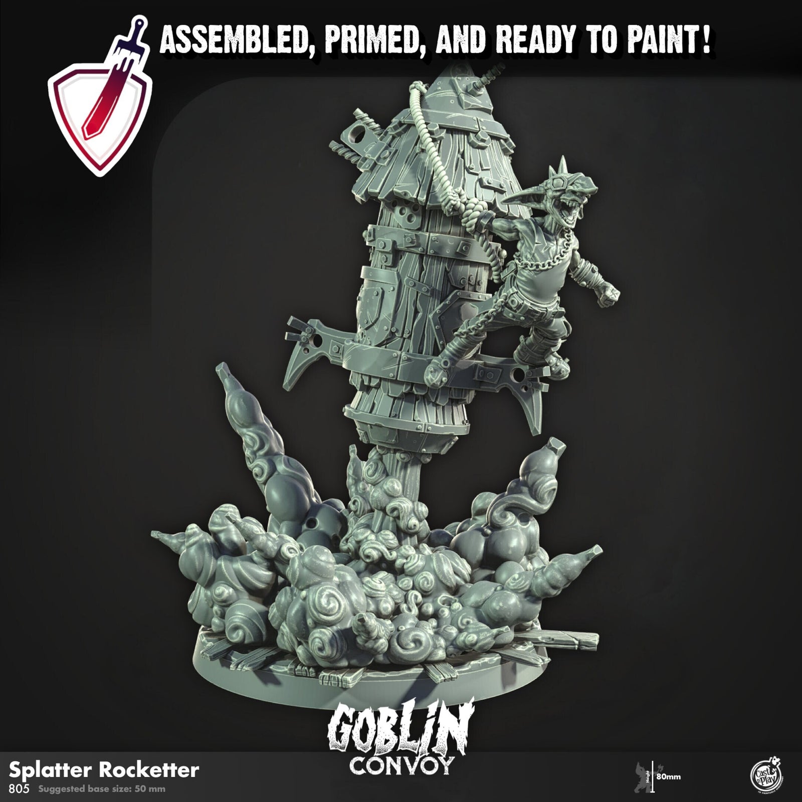 Splatter Rocketeer | Miniature by Cast n Play | Mini for tabletop gaming, D&D, Pathfinder, and painting | Assembled and Primed - Brush and Battle