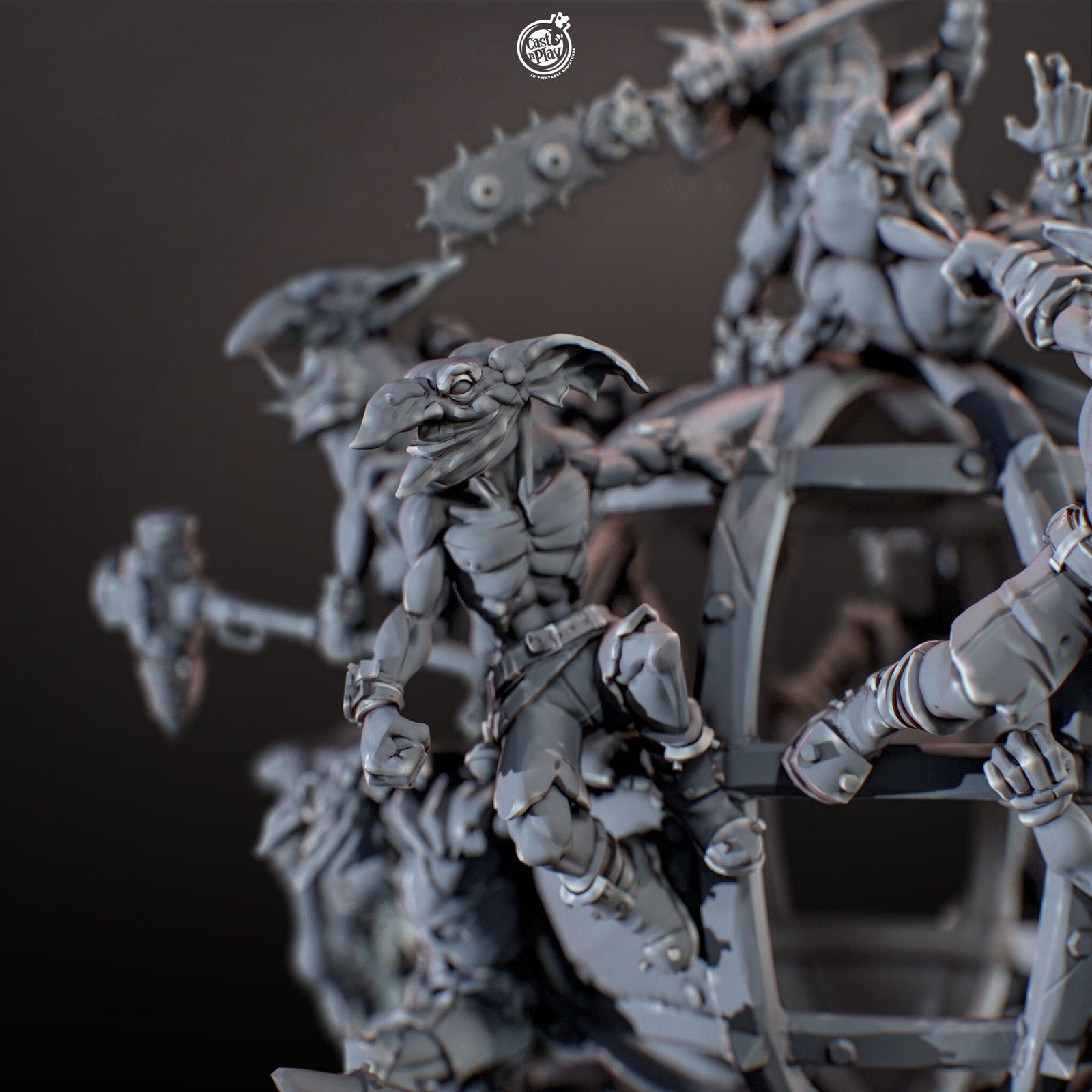 Goblin Carnage Orb | Miniature by Cast n Play | Mini for tabletop gaming, D&D, Pathfinder, and painting | Assembled and Primed - Brush and Battle