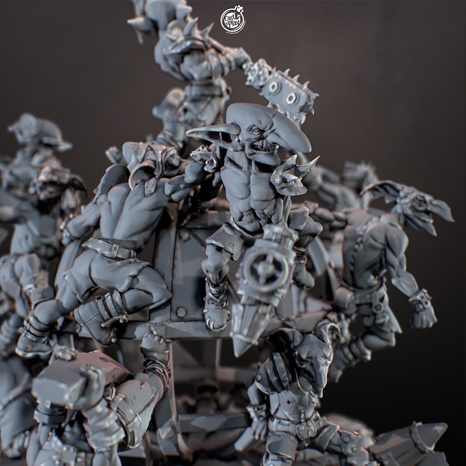 Goblin Carnage Orb | Miniature by Cast n Play | Mini for tabletop gaming, D&D, Pathfinder, and painting | Assembled and Primed - Brush and Battle