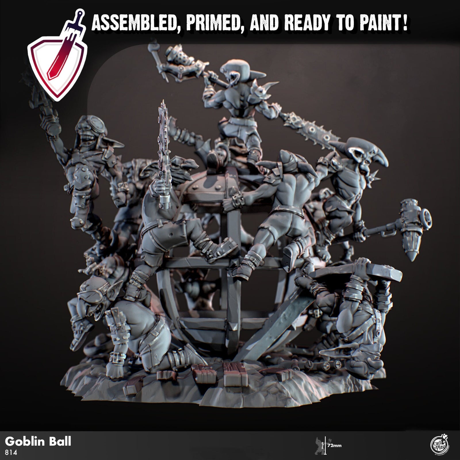 Goblin Carnage Orb | Miniature by Cast n Play | Mini for tabletop gaming, D&D, Pathfinder, and painting | Assembled and Primed - Brush and Battle